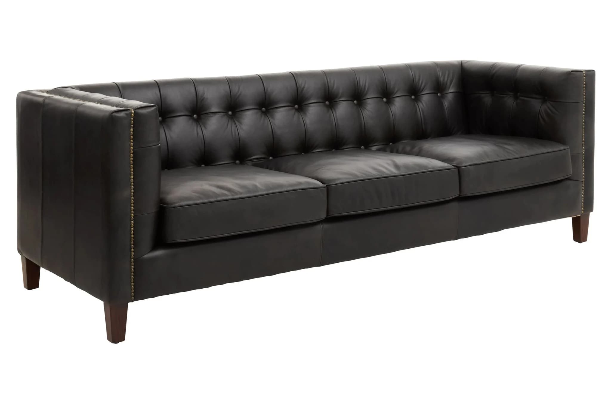 King Black Leather Three Seat Modern Chesterfield Sofa - Seating, photo 8 of 8