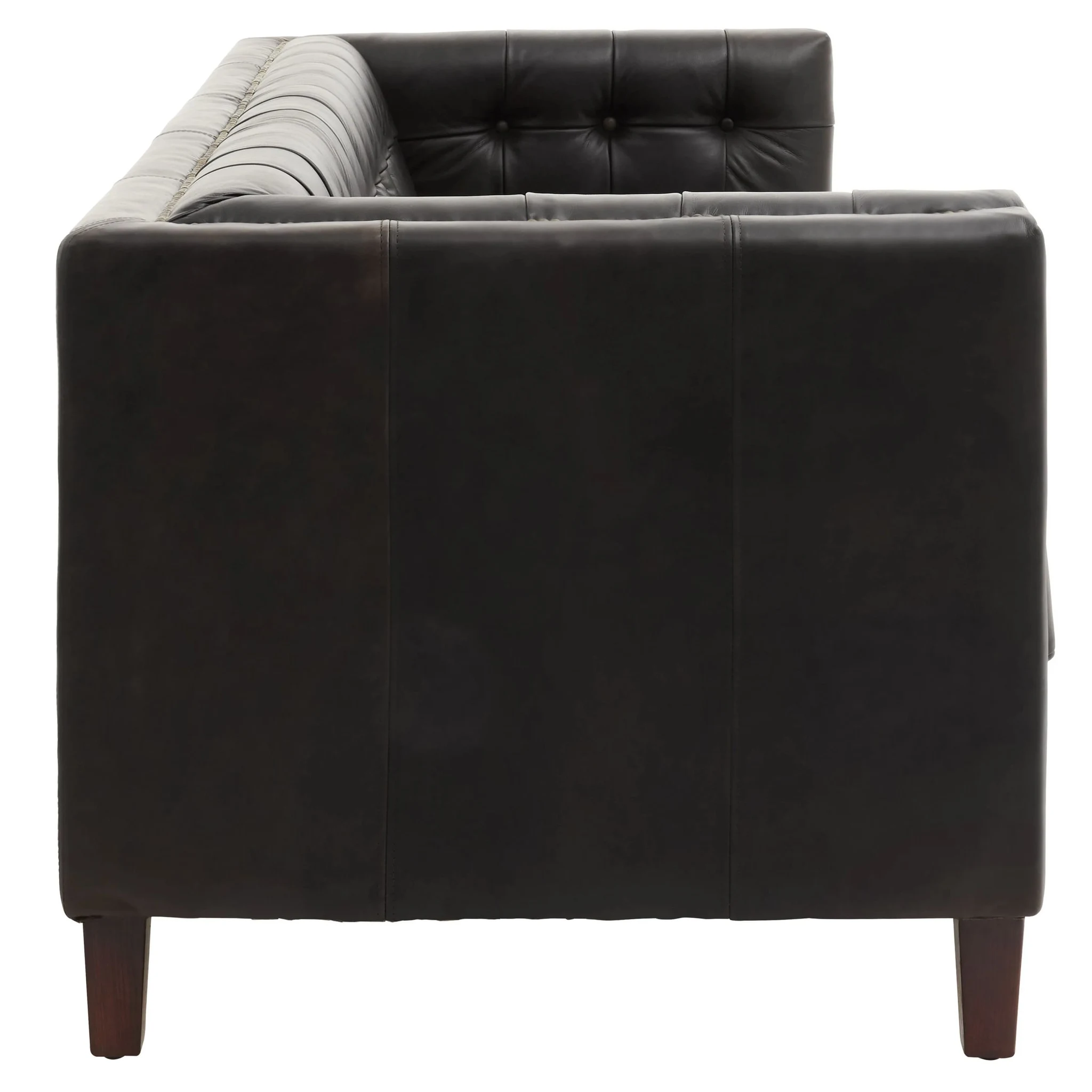 King Black Leather Three Seat Modern Chesterfield Sofa - Seating, photo 7 of 8