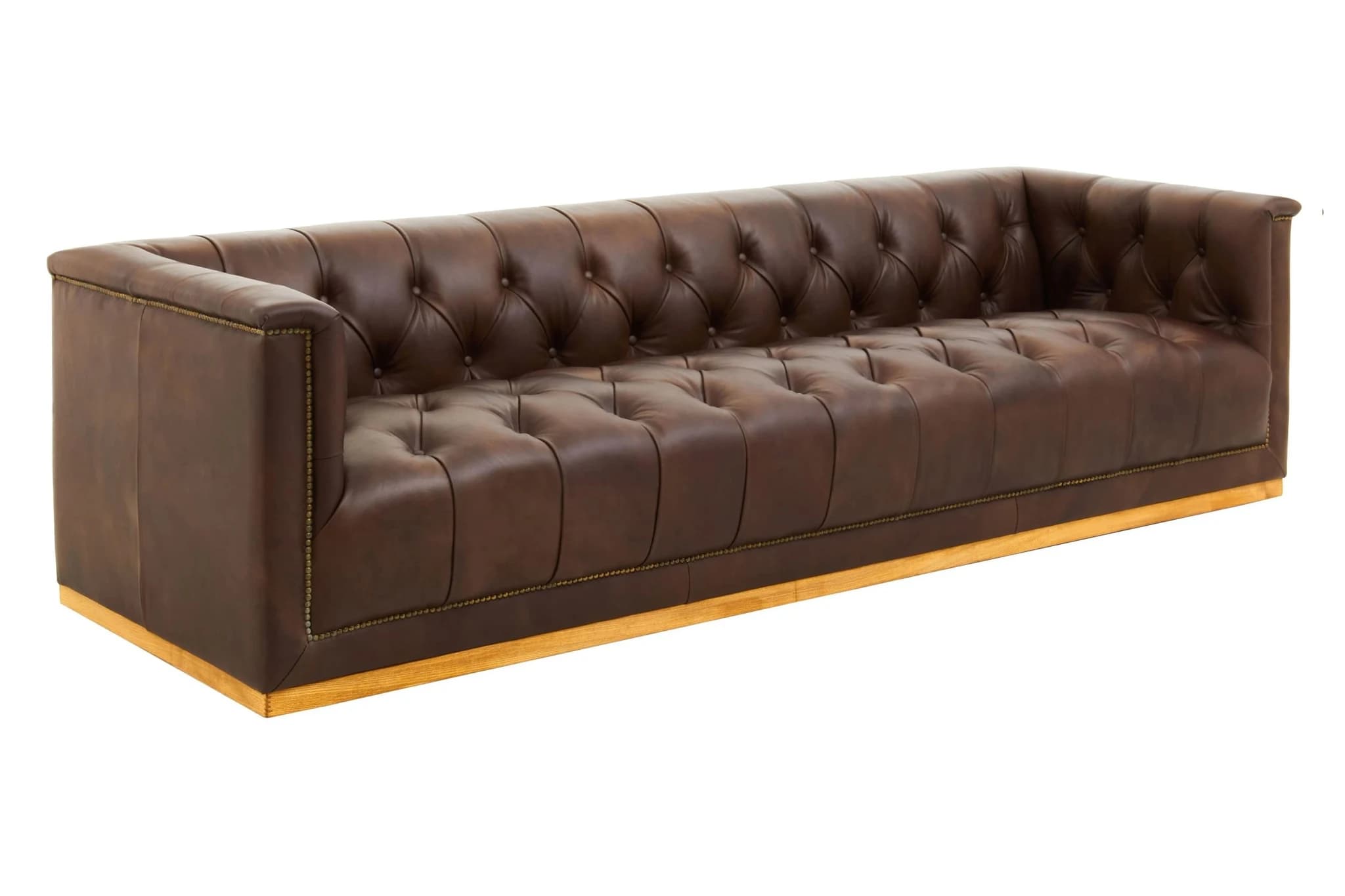 King Dark Brown Leather Three Seat Modern Chesterfield Sofa - Seating, photo 4 of 8