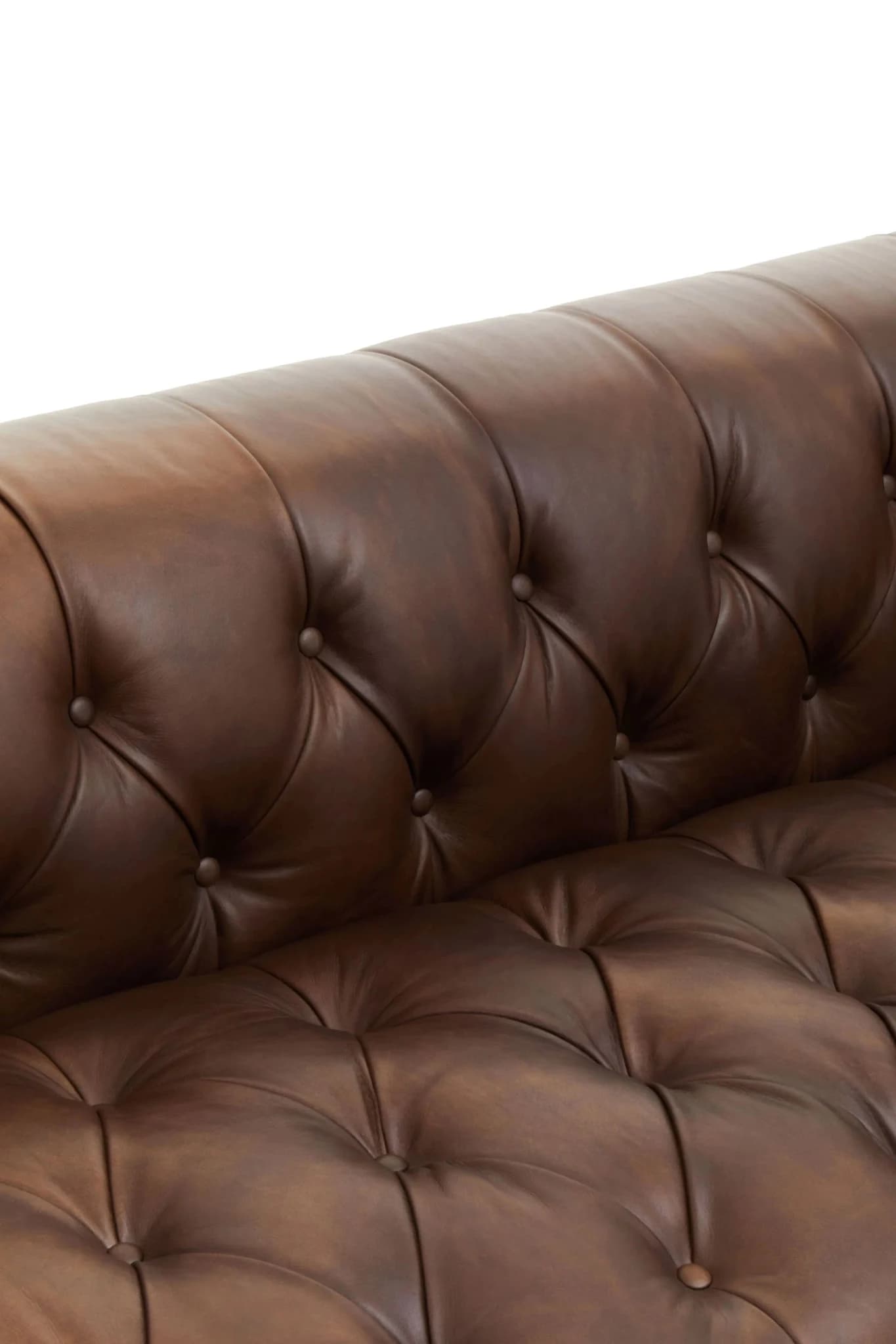King Dark Brown Leather Three Seat Modern Chesterfield Sofa - Seating, photo 8 of 8