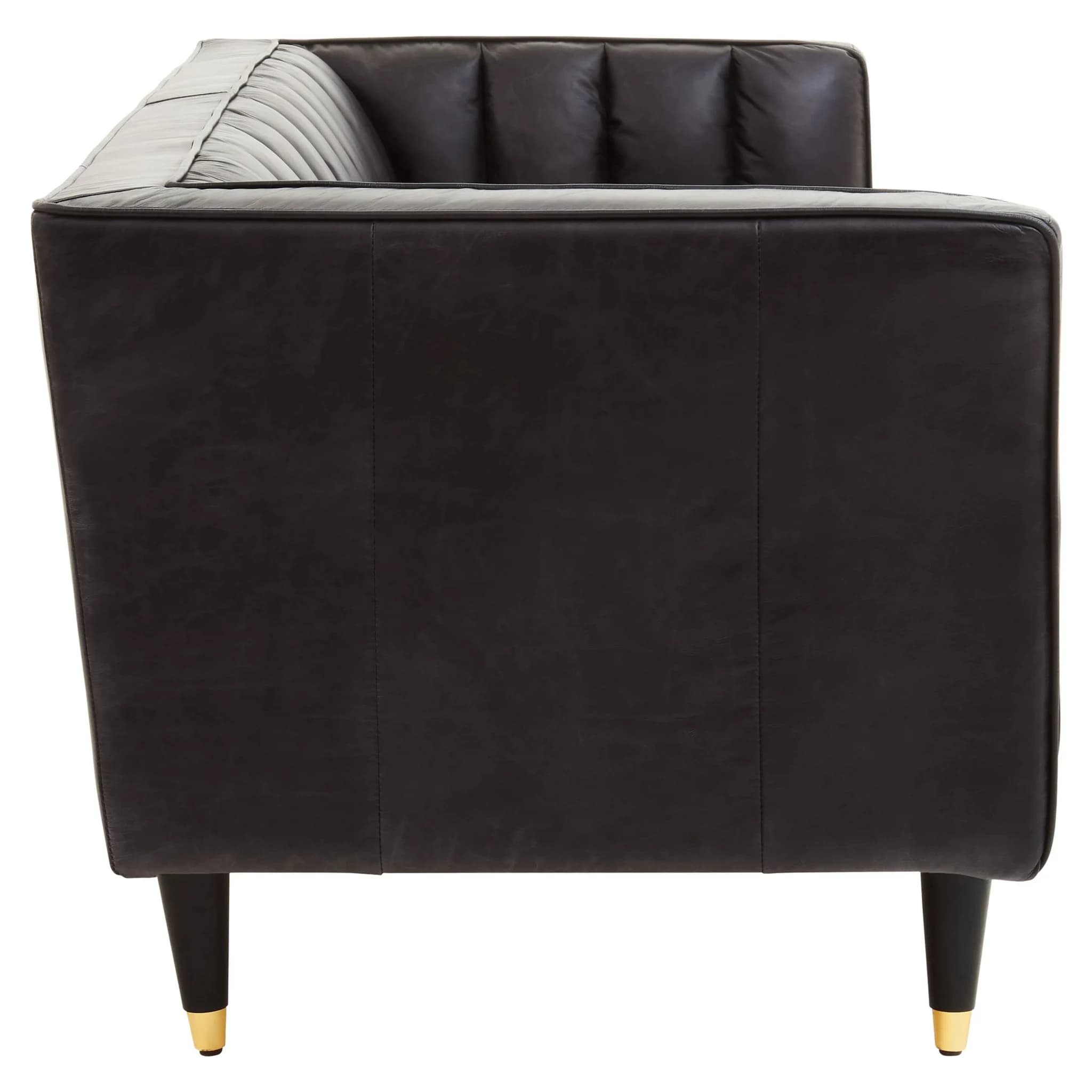 King Black Leather Three Seat Sofa With Flared Arms - Seating, photo 6 of 8