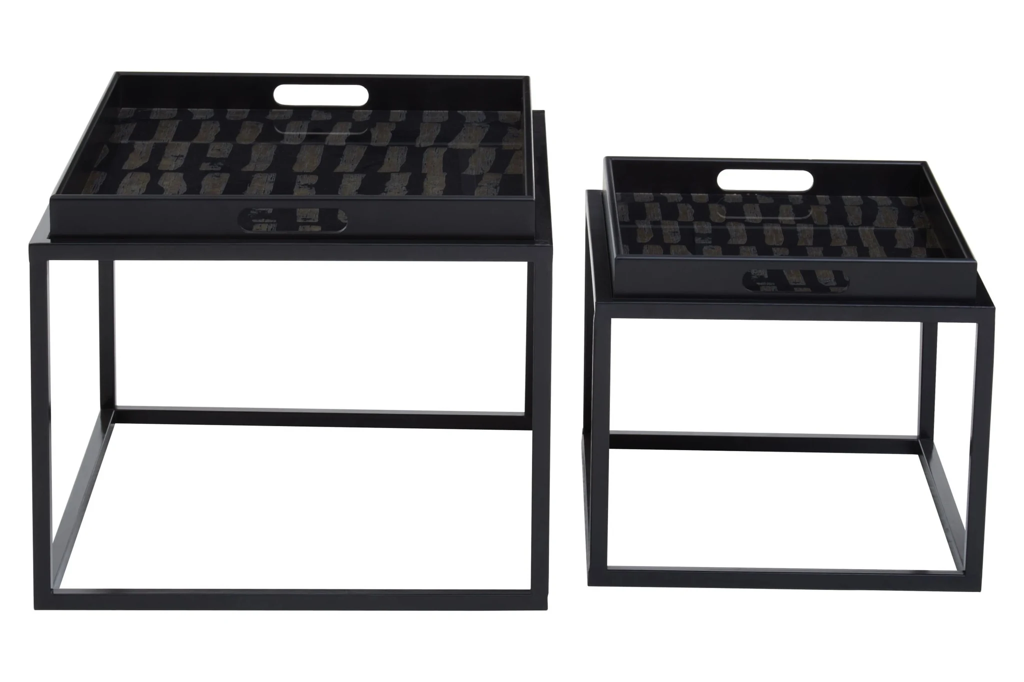Celina Black and Gold Set Of 2 Nesting Tray Tables - Tables, photo 6 of 8