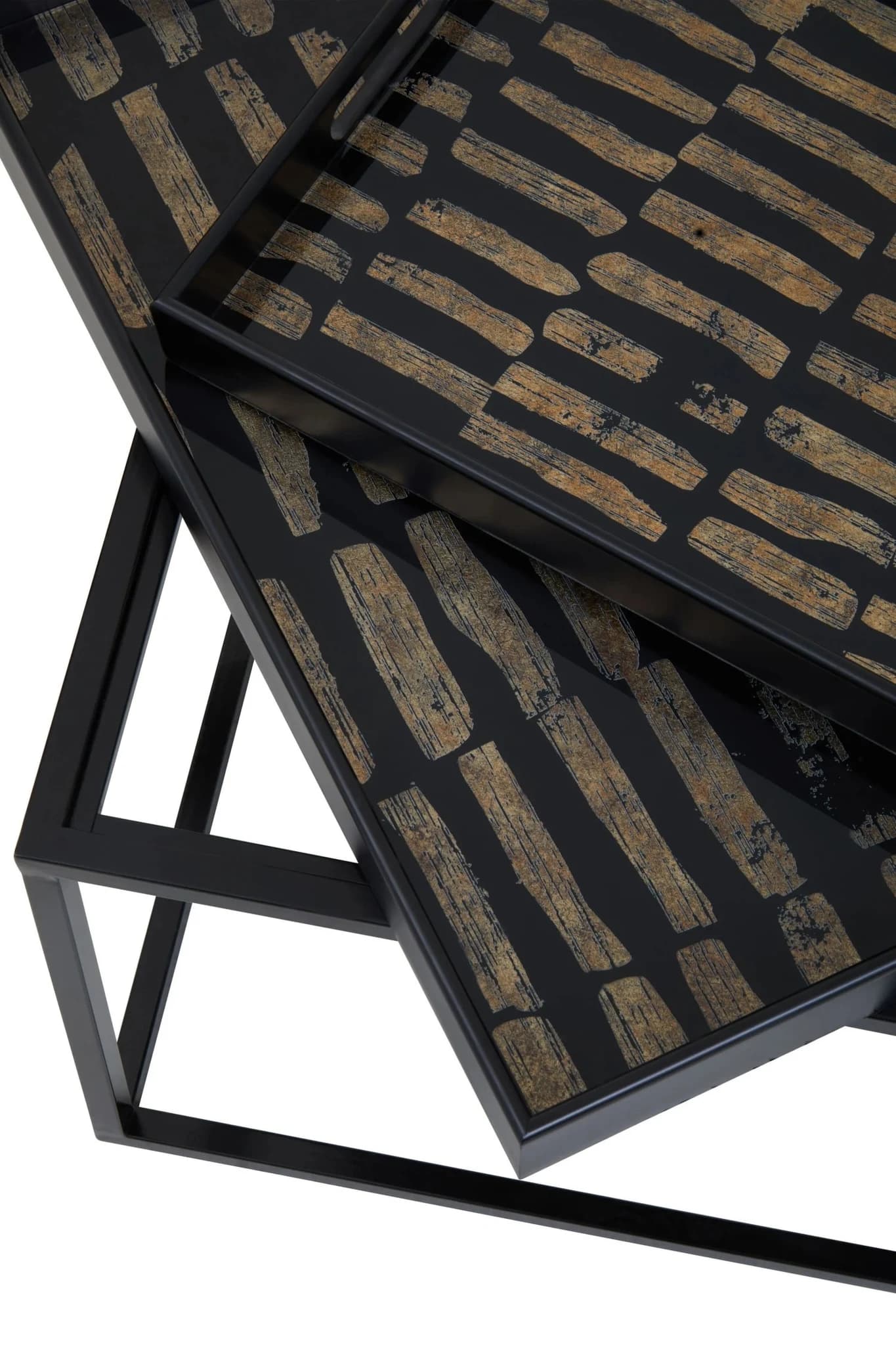 Celina Black and Gold Set Of 2 Nesting Tray Tables - Tables, photo 8 of 8