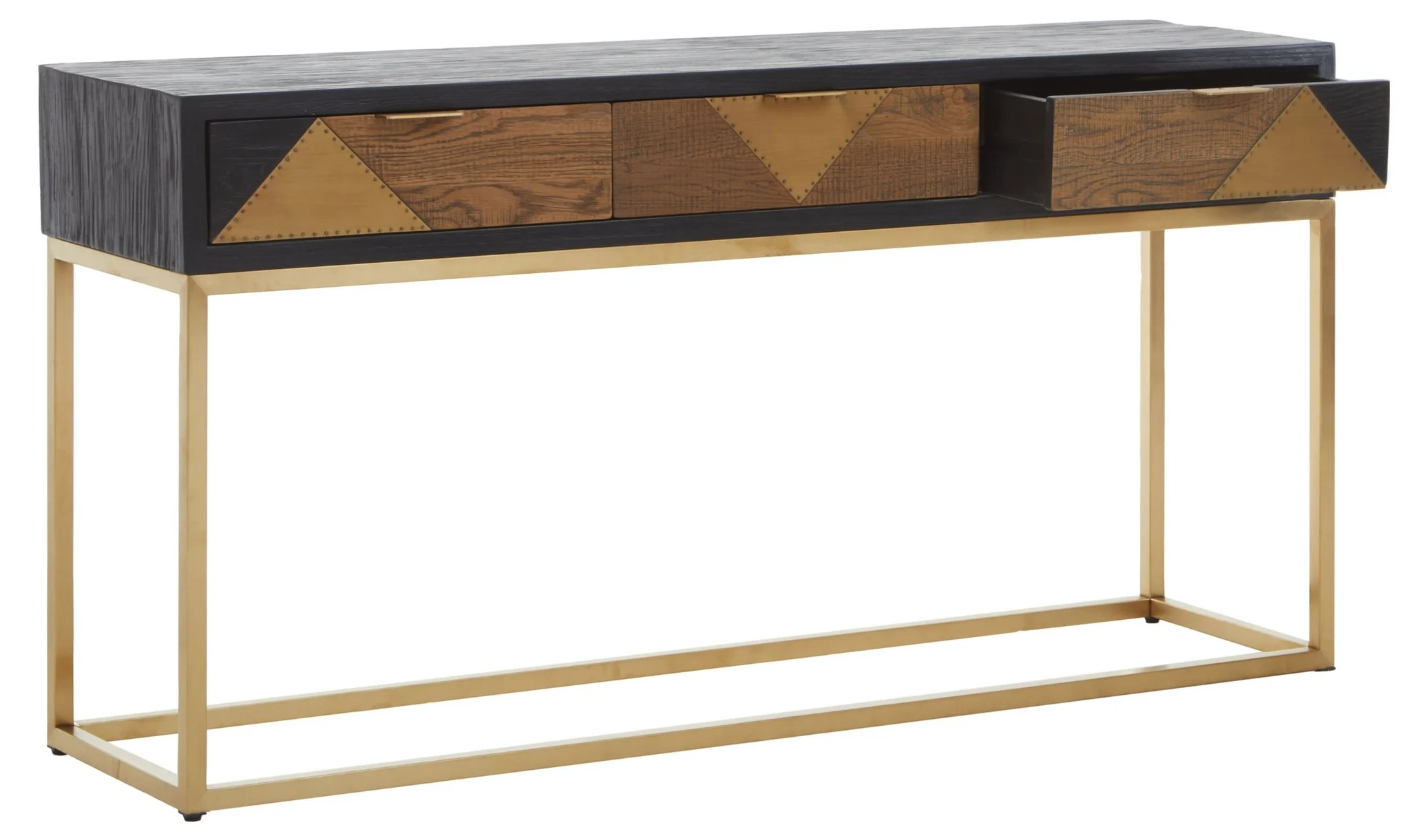 Siena Black and Natural Oak Wood Console Table with Drawers - Tables, photo 4 of 8