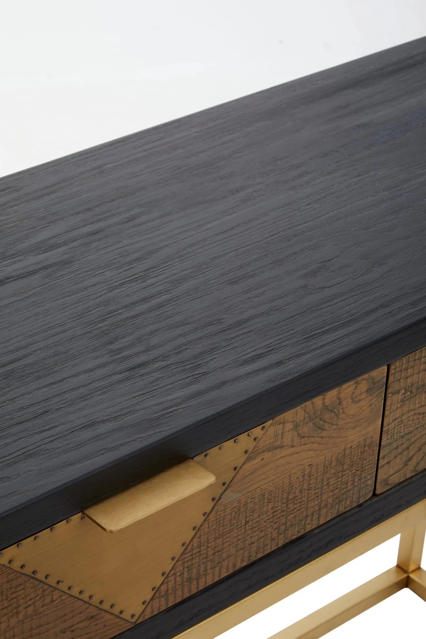 Siena Black and Natural Oak Wood Console Table with Drawers - Tables, photo 5 of 8