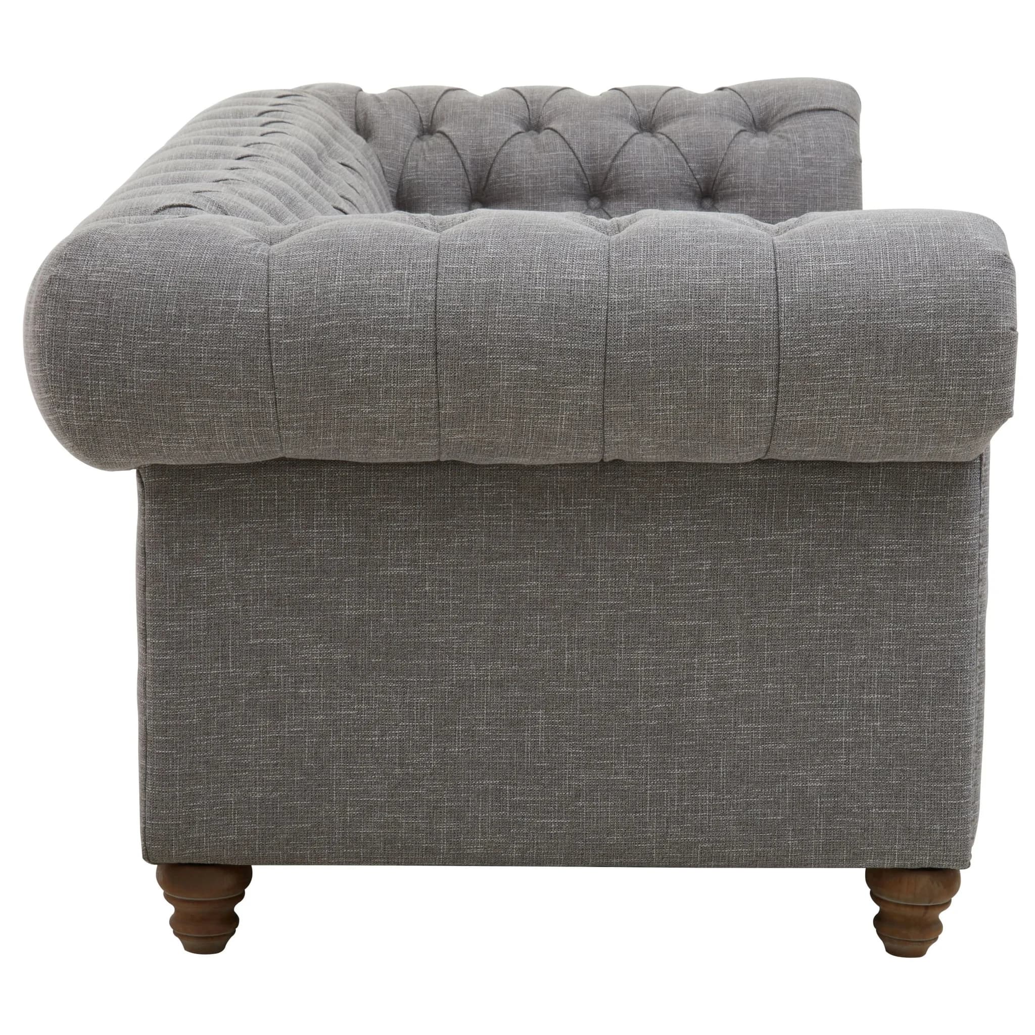 Stella Grey Linen 3 Seater Chesterfield Sofa - Seating, photo 3 of 8