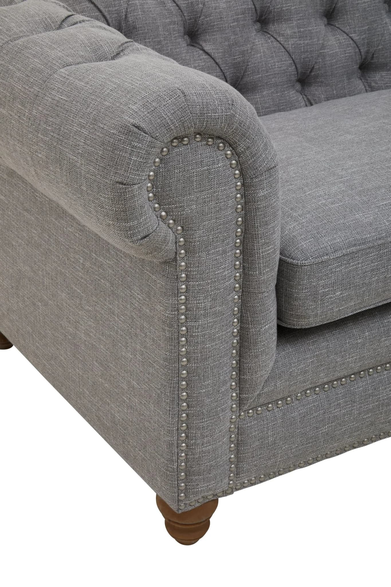 Stella Grey Linen 3 Seater Chesterfield Sofa - Seating, photo 8 of 8