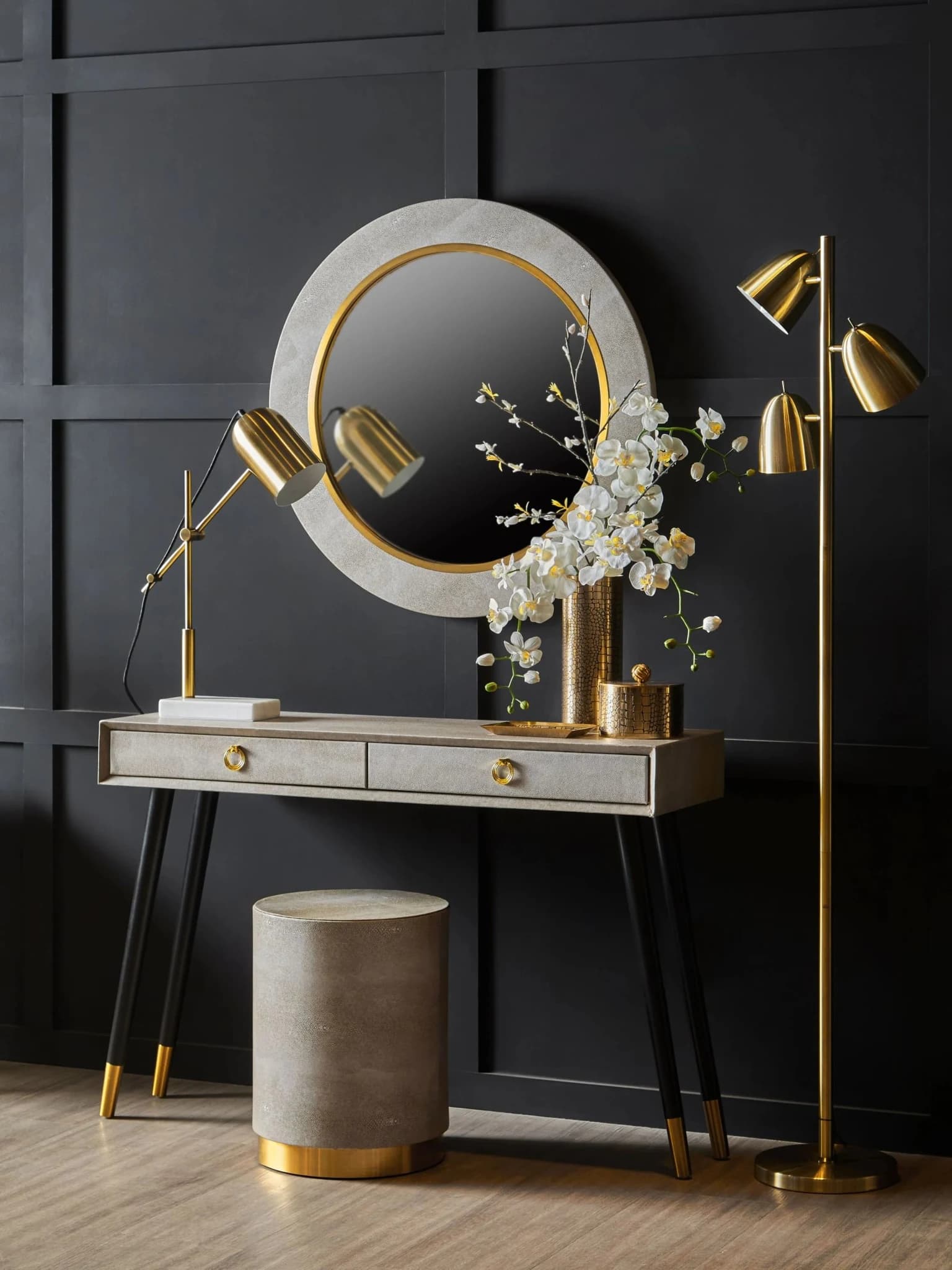 Cadio Shagreen Effect Two Drawer Console Table - Tables, photo 7 of 8