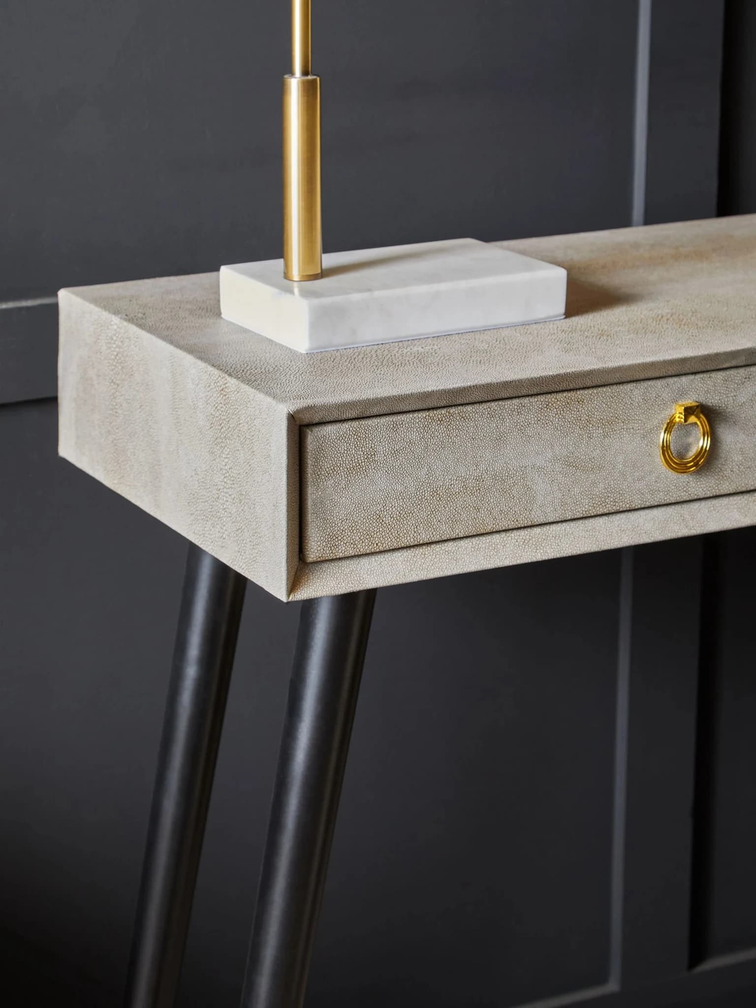 Cadio Shagreen Effect Two Drawer Console Table - Tables, photo 4 of 8