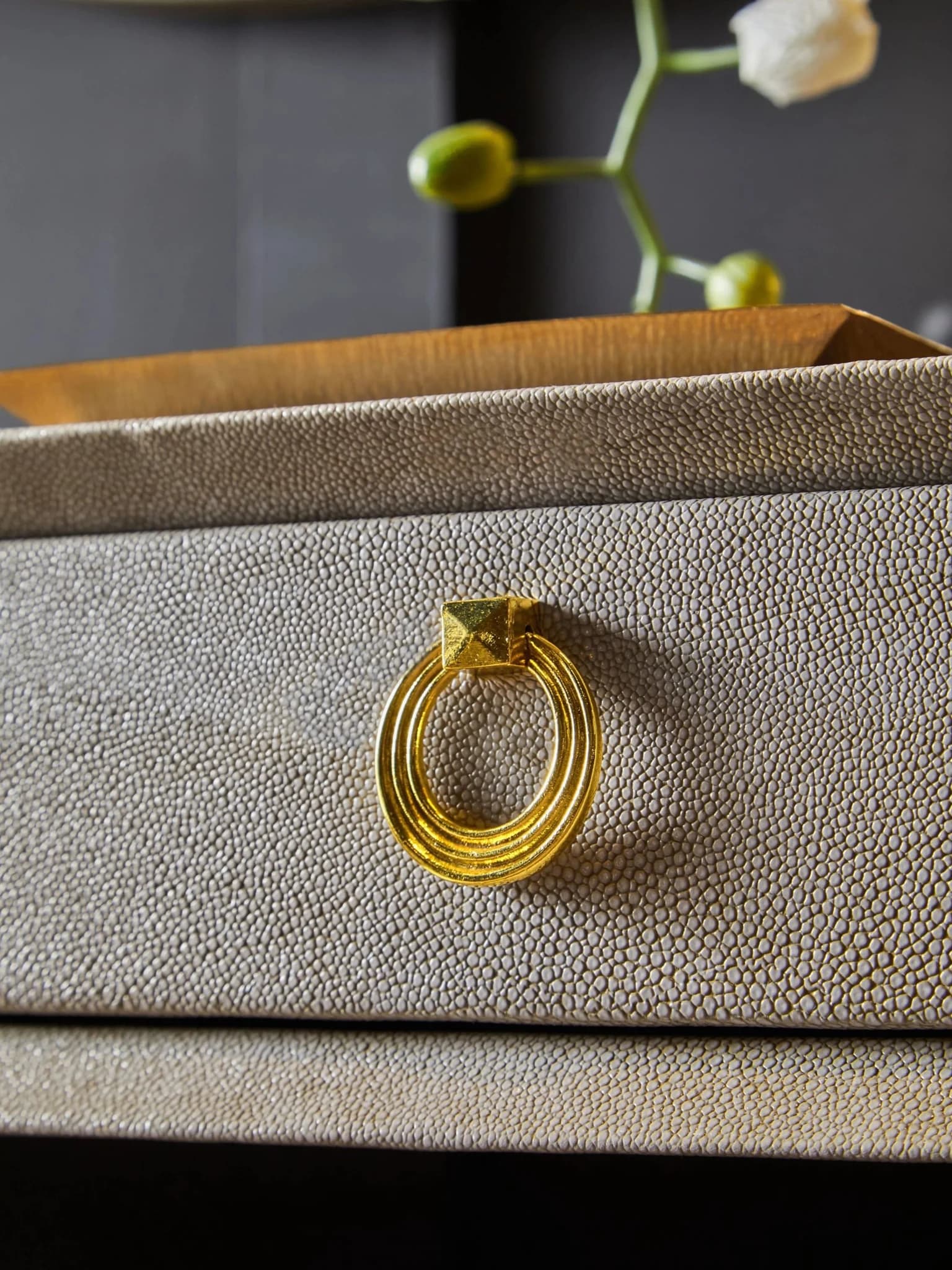 Cadio Shagreen Effect Two Drawer Console Table - Tables, photo 3 of 8