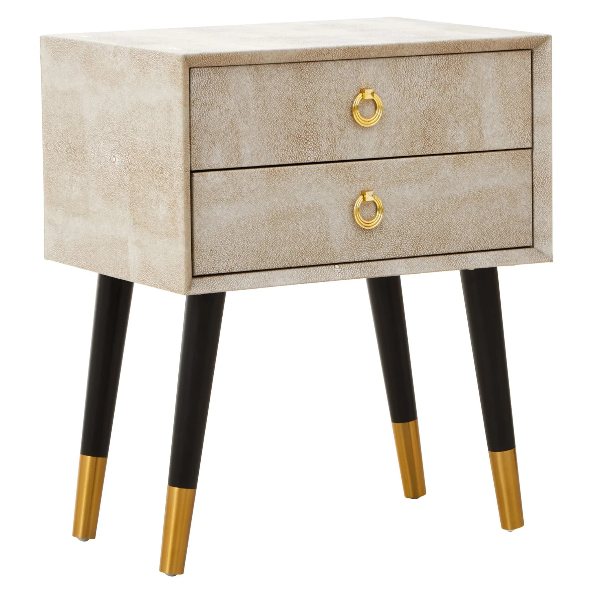 Cadio 2 Drawer Shagreen Effect Side Table - Tables, photo 7 of 8