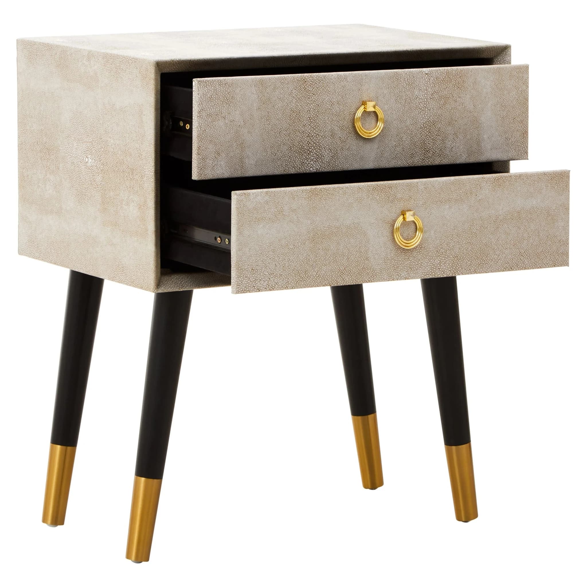 Cadio 2 Drawer Shagreen Effect Side Table - Tables, photo 6 of 8