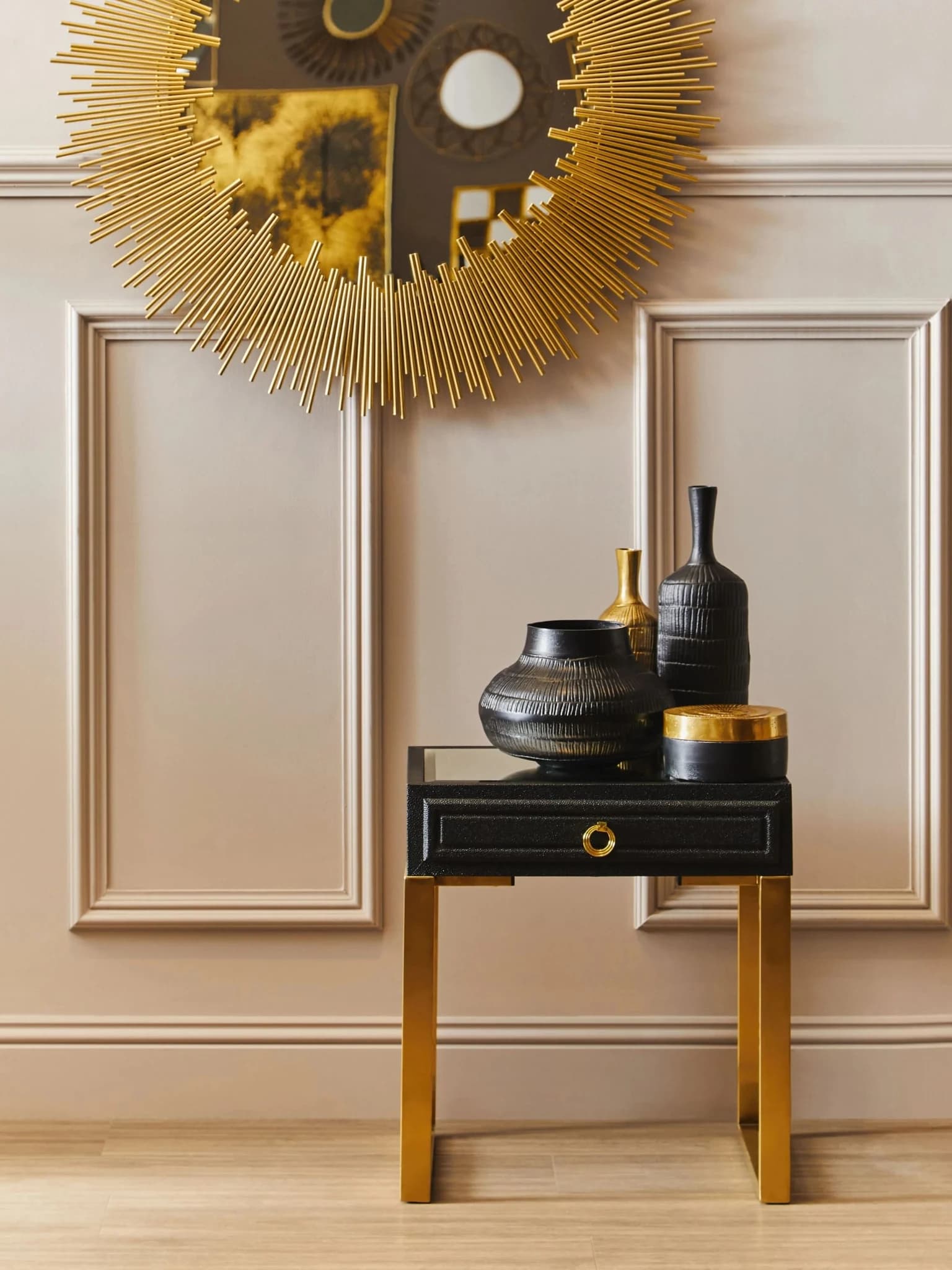Cardoba 1 Drawer Black Shagreen Effect Side Table - Tables, photo 6 of 8