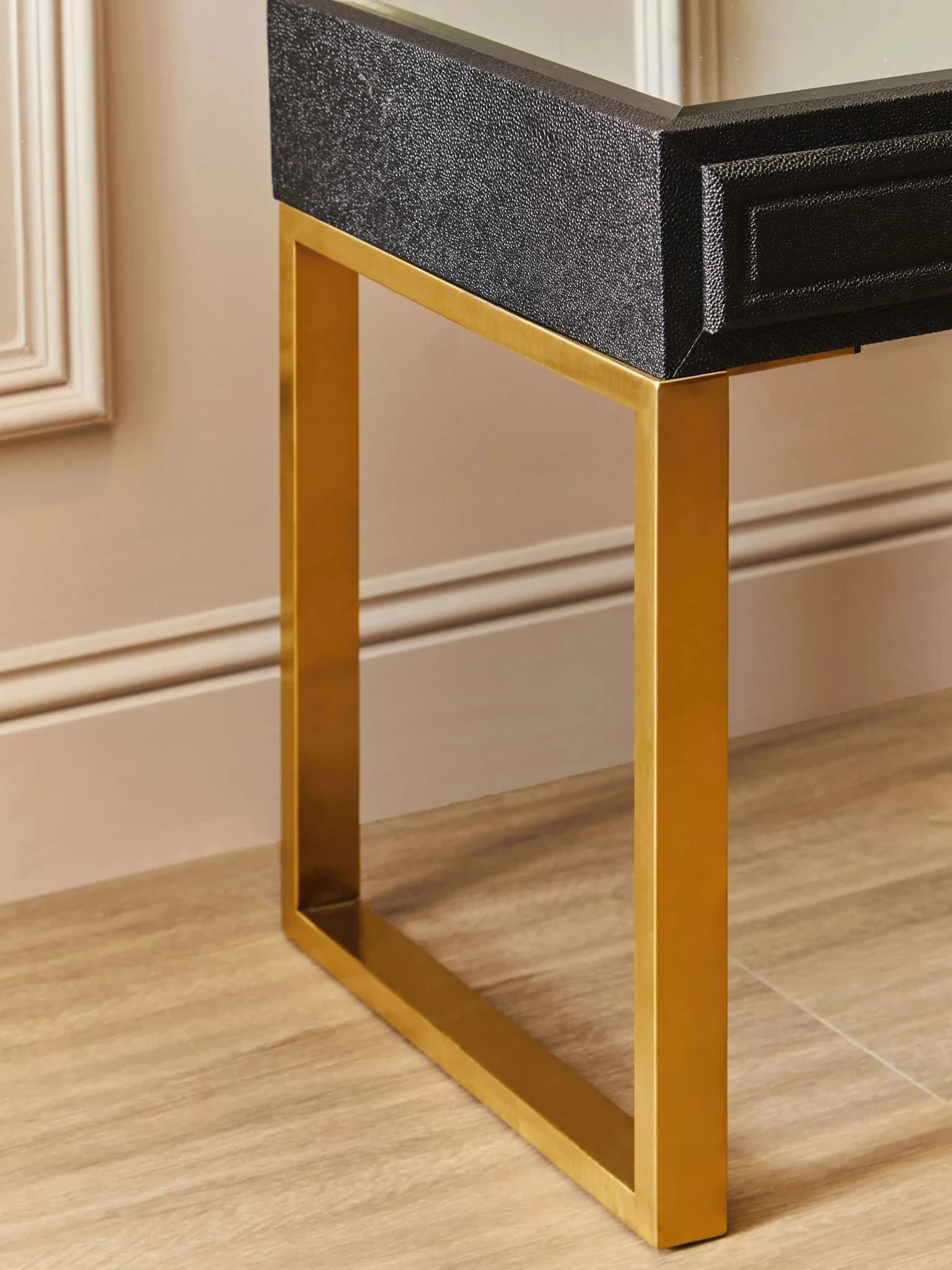 Cardoba 1 Drawer Black Shagreen Effect Side Table - Tables, photo 2 of 8