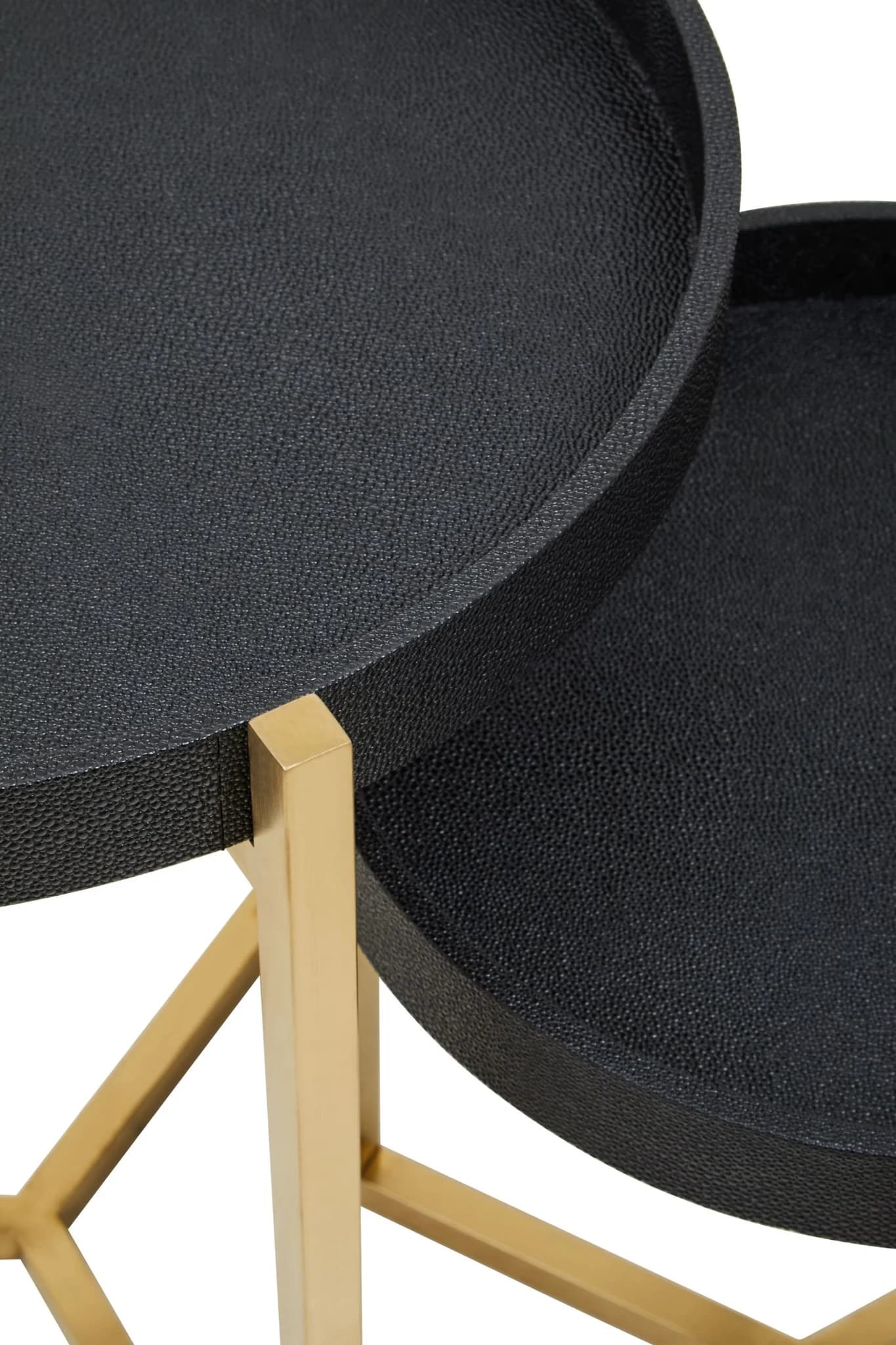 Cardoba Set Of Two Gold and Black Shagreen Effect Tray Side Tables - Tables, photo 6 of 6