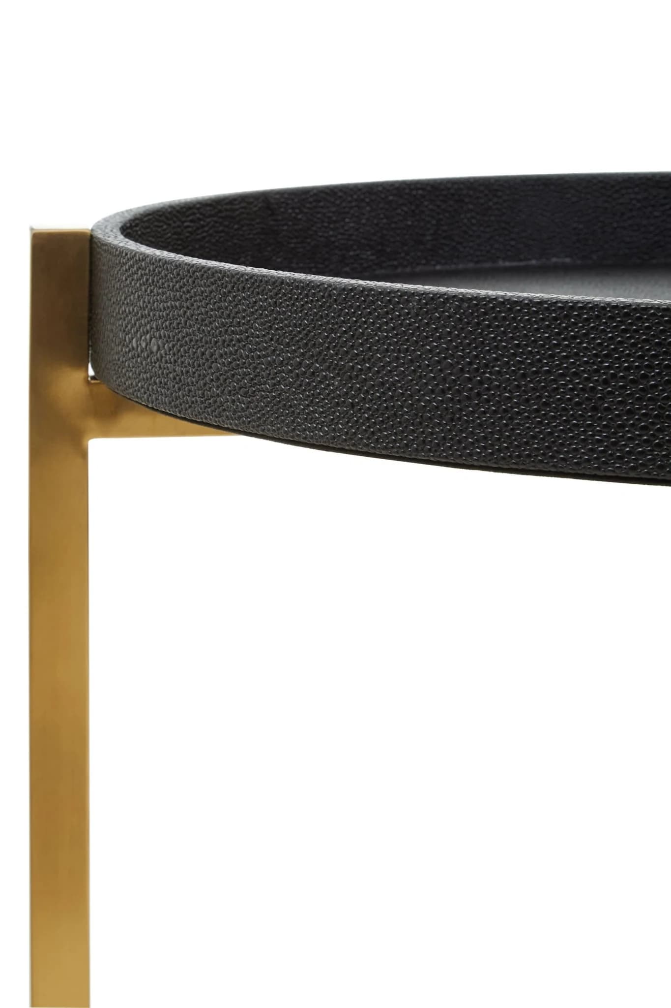 Cardoba Set Of Two Gold and Black Shagreen Effect Tray Side Tables - Tables, photo 3 of 6