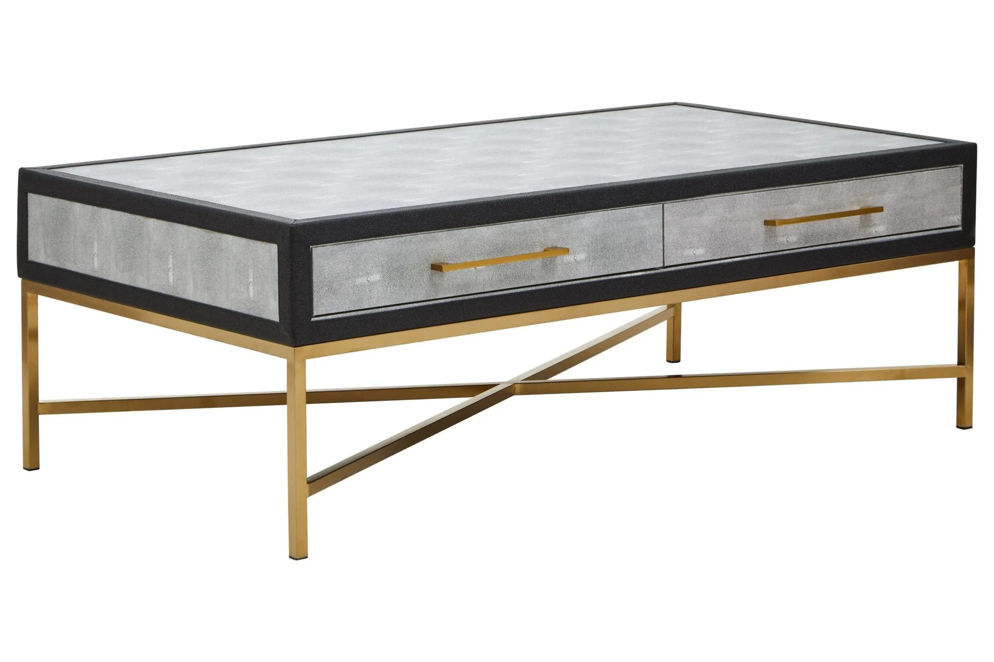 Cadiz Grey Shagreen Effect Coffee Table with 2 Drawers - Tables, photo 5 of 8