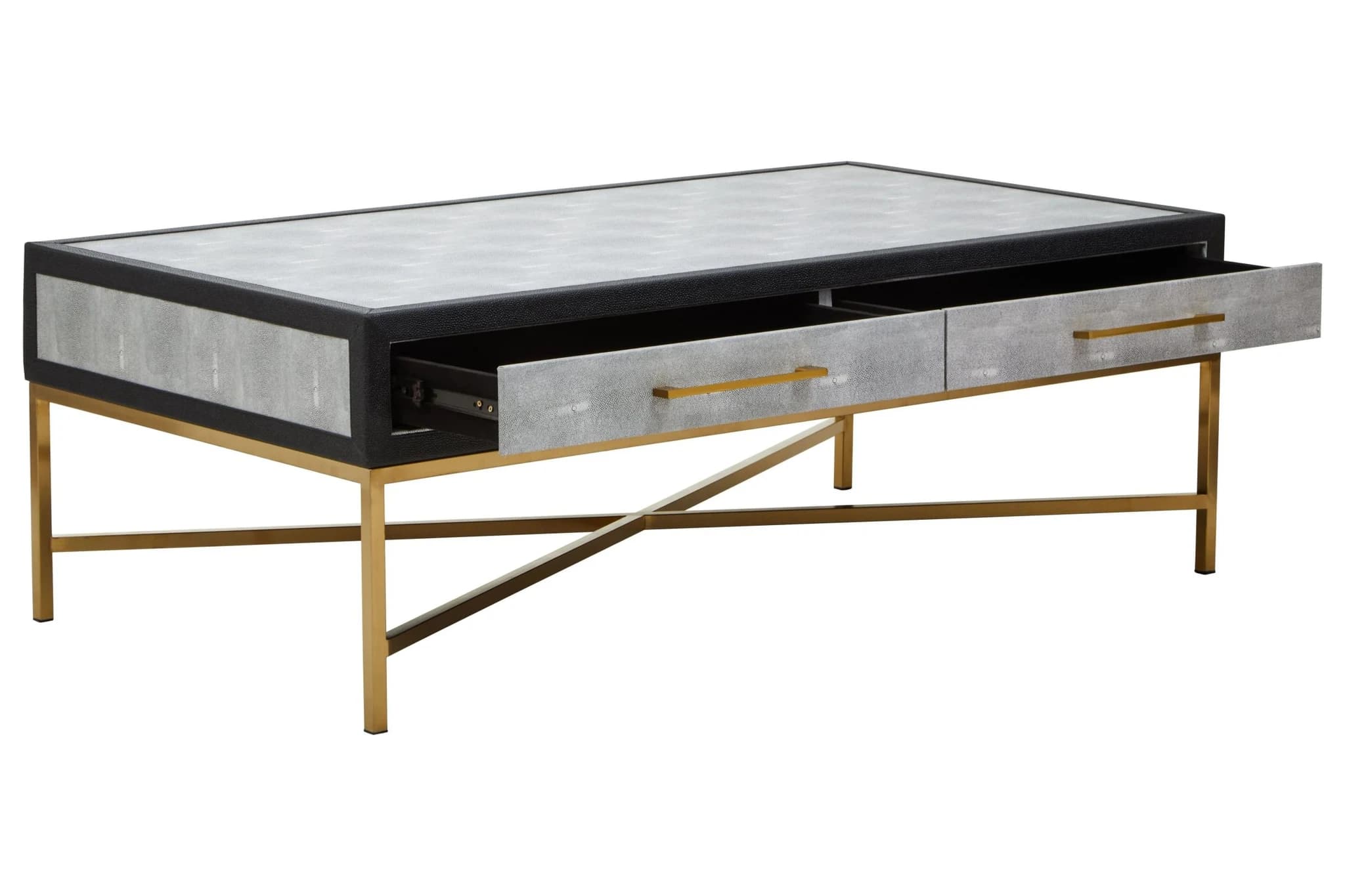 Cadiz Grey Shagreen Effect Coffee Table with 2 Drawers - Tables, photo 4 of 8