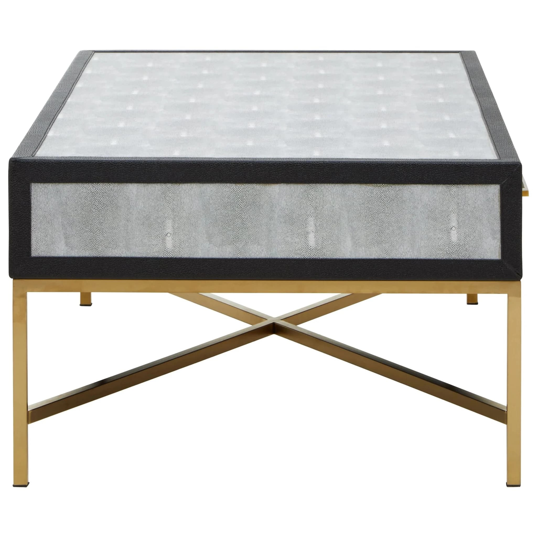 Cadiz Grey Shagreen Effect Coffee Table with 2 Drawers - Tables, photo 3 of 8