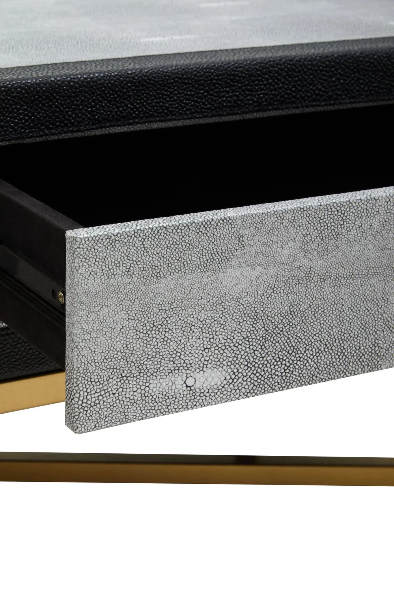 Cadiz Grey Shagreen Effect Coffee Table with 2 Drawers - Tables, photo 7 of 8