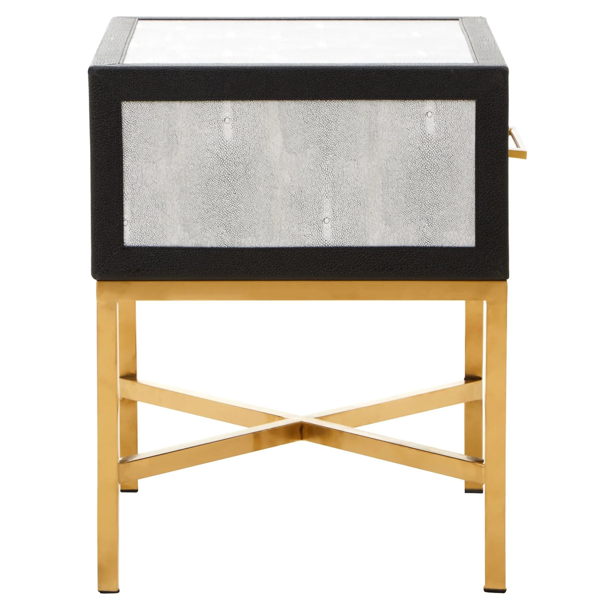 Cadiz Grey Shagreen Effect 1 Drawer Side Table - Tables, photo 3 of 3