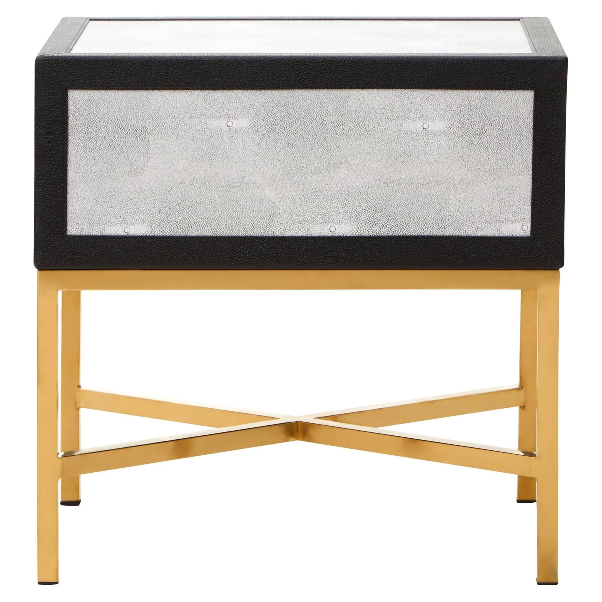 Cadiz Grey Shagreen Effect 1 Drawer Side Table - Tables, photo 2 of 3