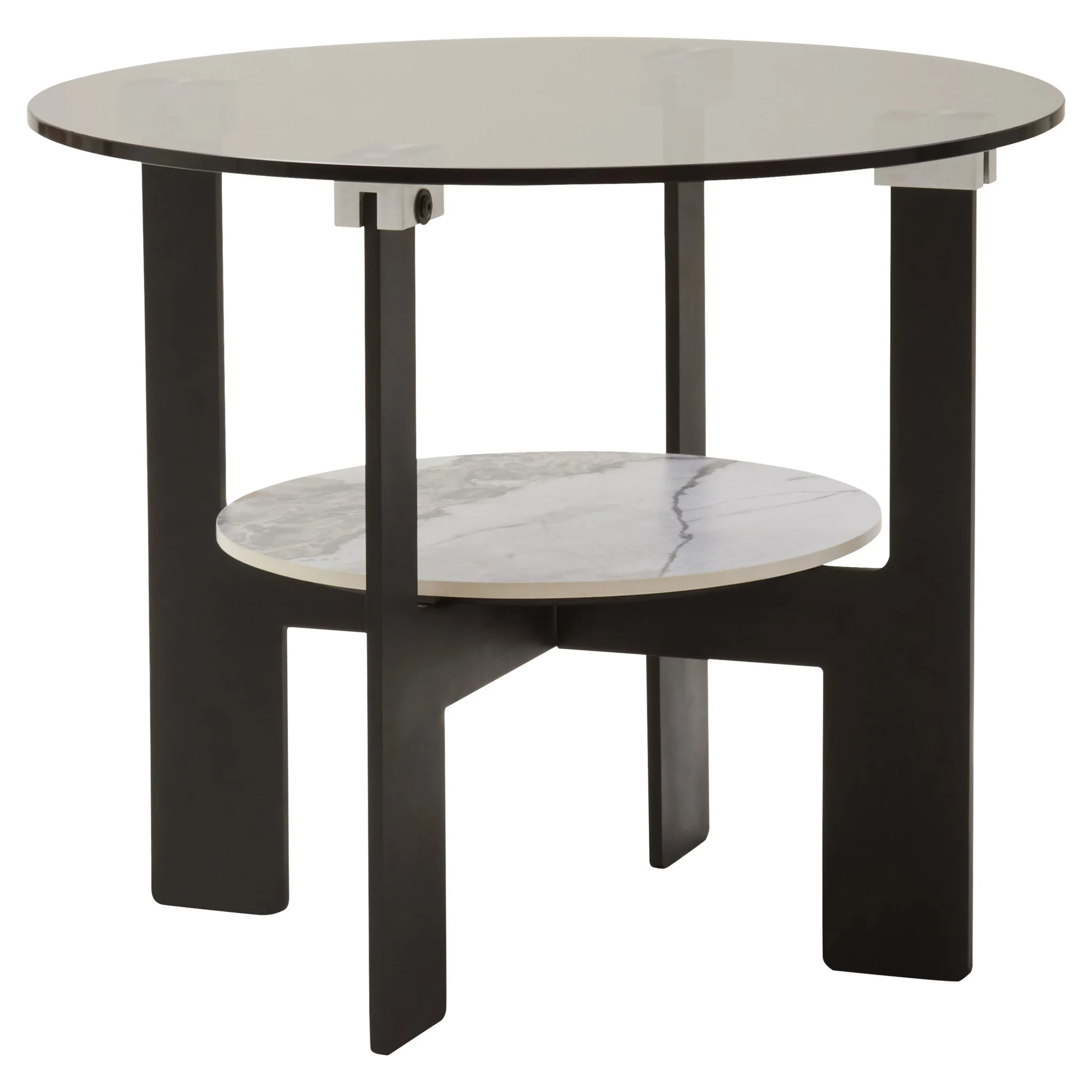 Imperia Grey Glass And Ceramic 2 Tier Small Coffee Table - Tables, photo 6 of 8