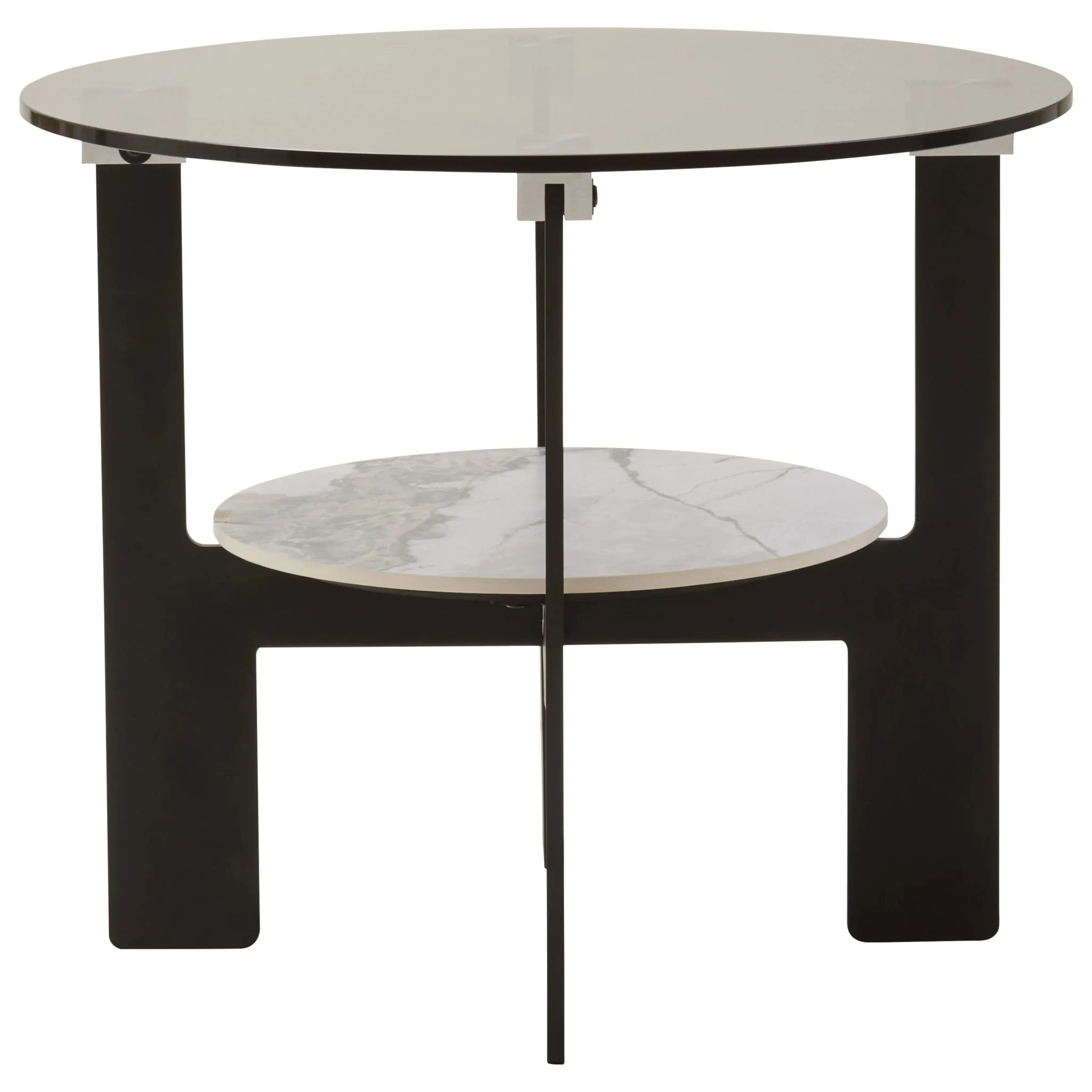 Imperia Grey Glass And Ceramic 2 Tier Small Coffee Table - Tables, photo 5 of 8