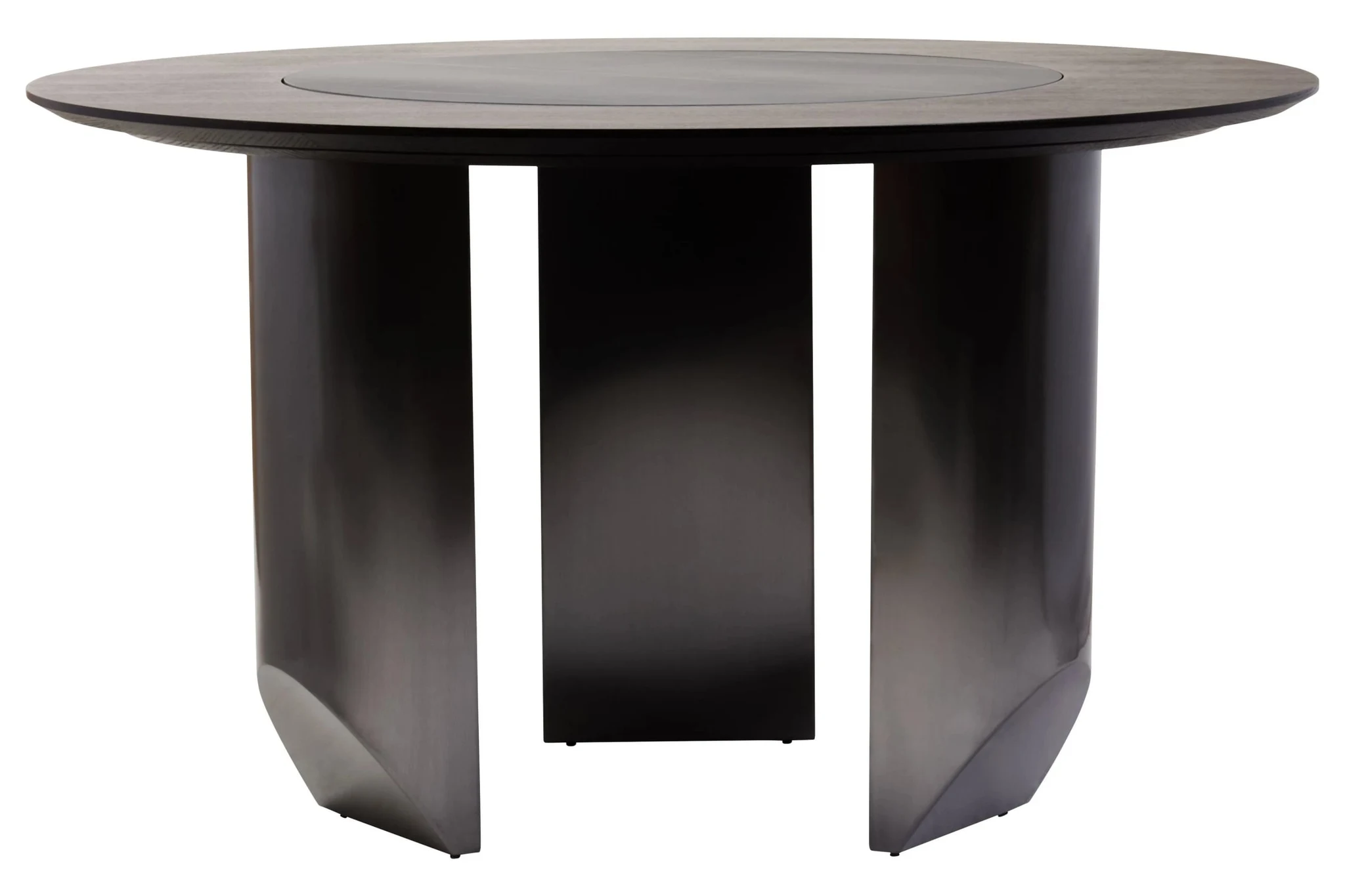 Imperia Wood Veneer Round Dining Table with Ceramic Lazy Susan - Tables, photo 2 of 6