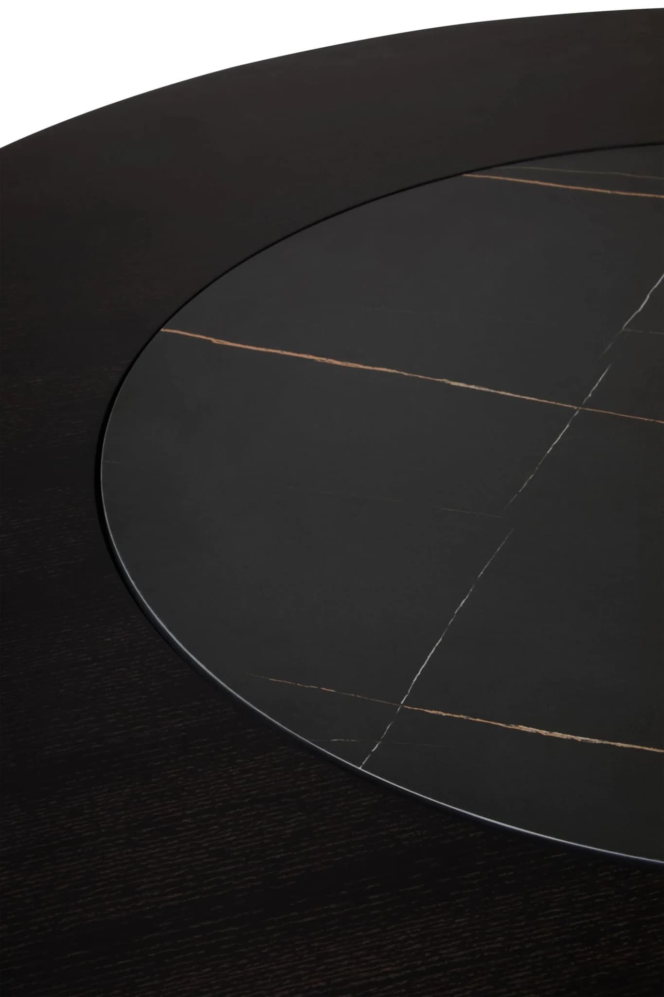 Imperia Wood Veneer Round Dining Table with Ceramic Lazy Susan - Tables, photo 4 of 6