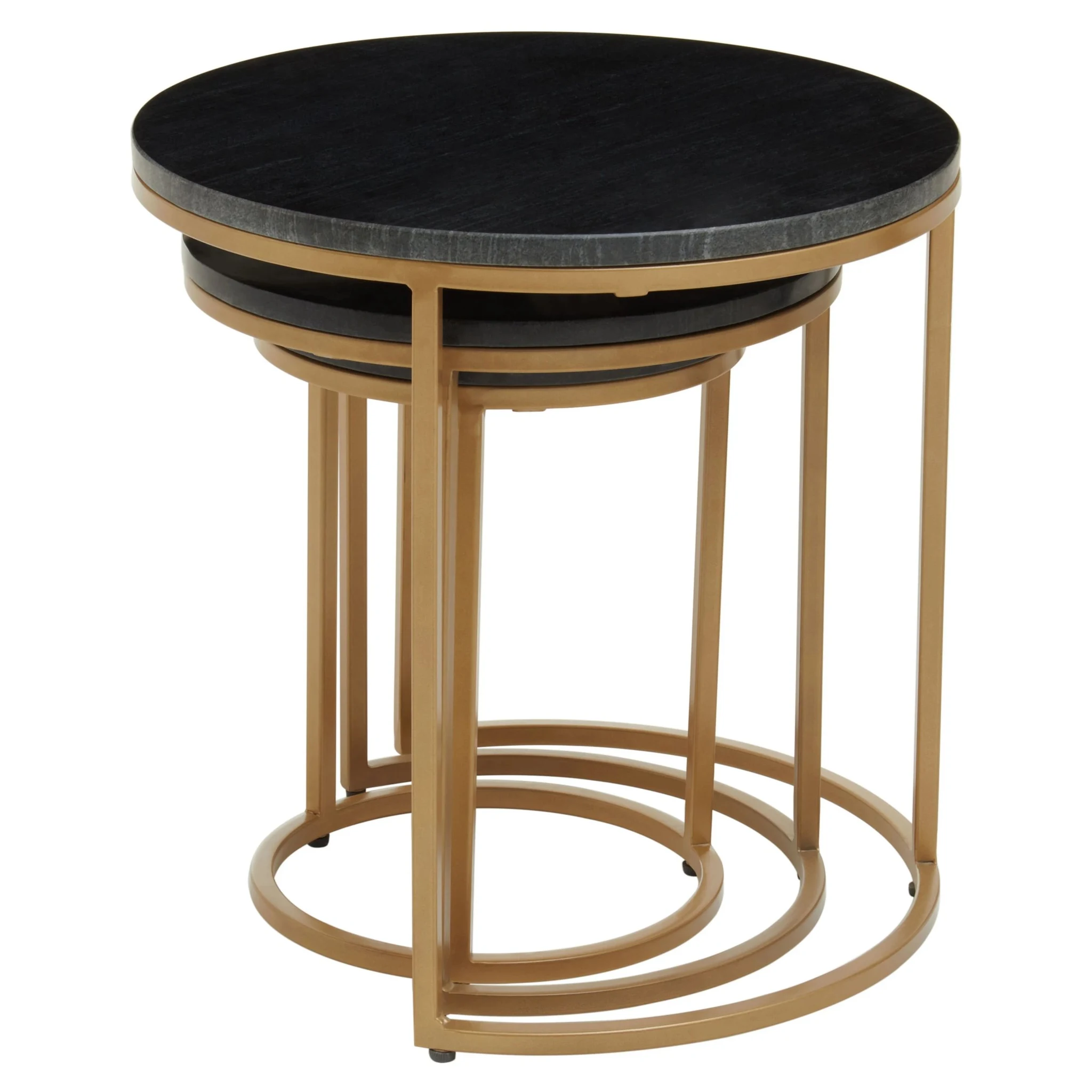 Varana Nest Of Three Black Marble Top Tables - Tables, photo 6 of 8