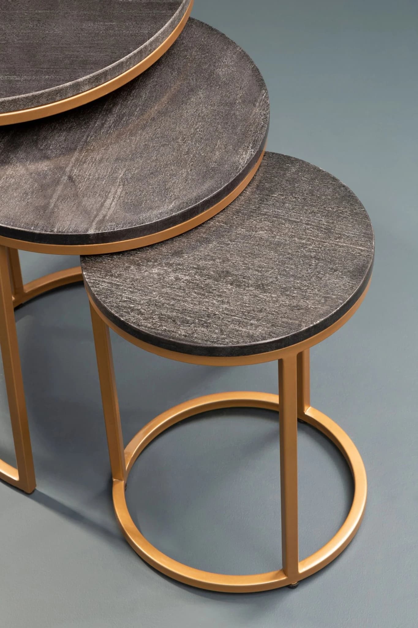 Varana Nest Of Three Black Marble Top Tables - Tables, photo 4 of 8