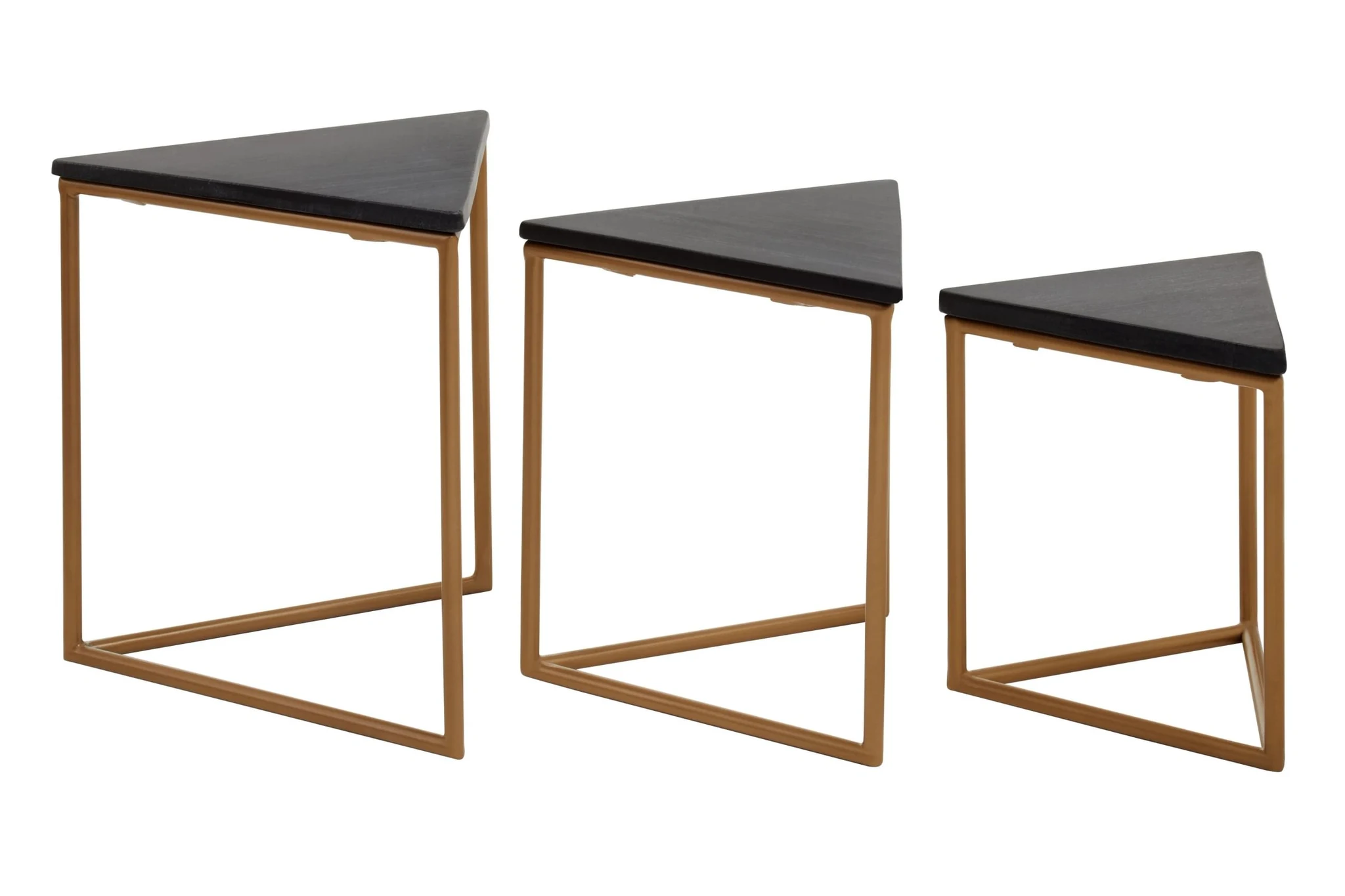 Varana Black Marble Top Nest Of Three Triangular Tables - Tables, photo 7 of 8