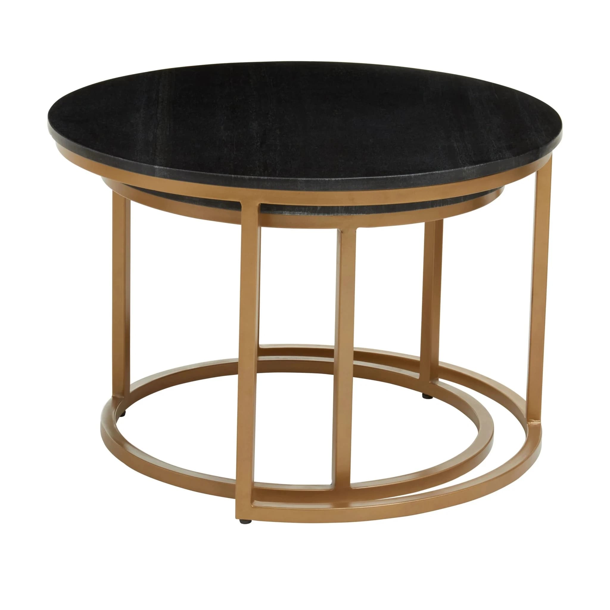 Varana Nest Of Two Black Marble Top Round Coffee Tables - Tables, photo 7 of 8