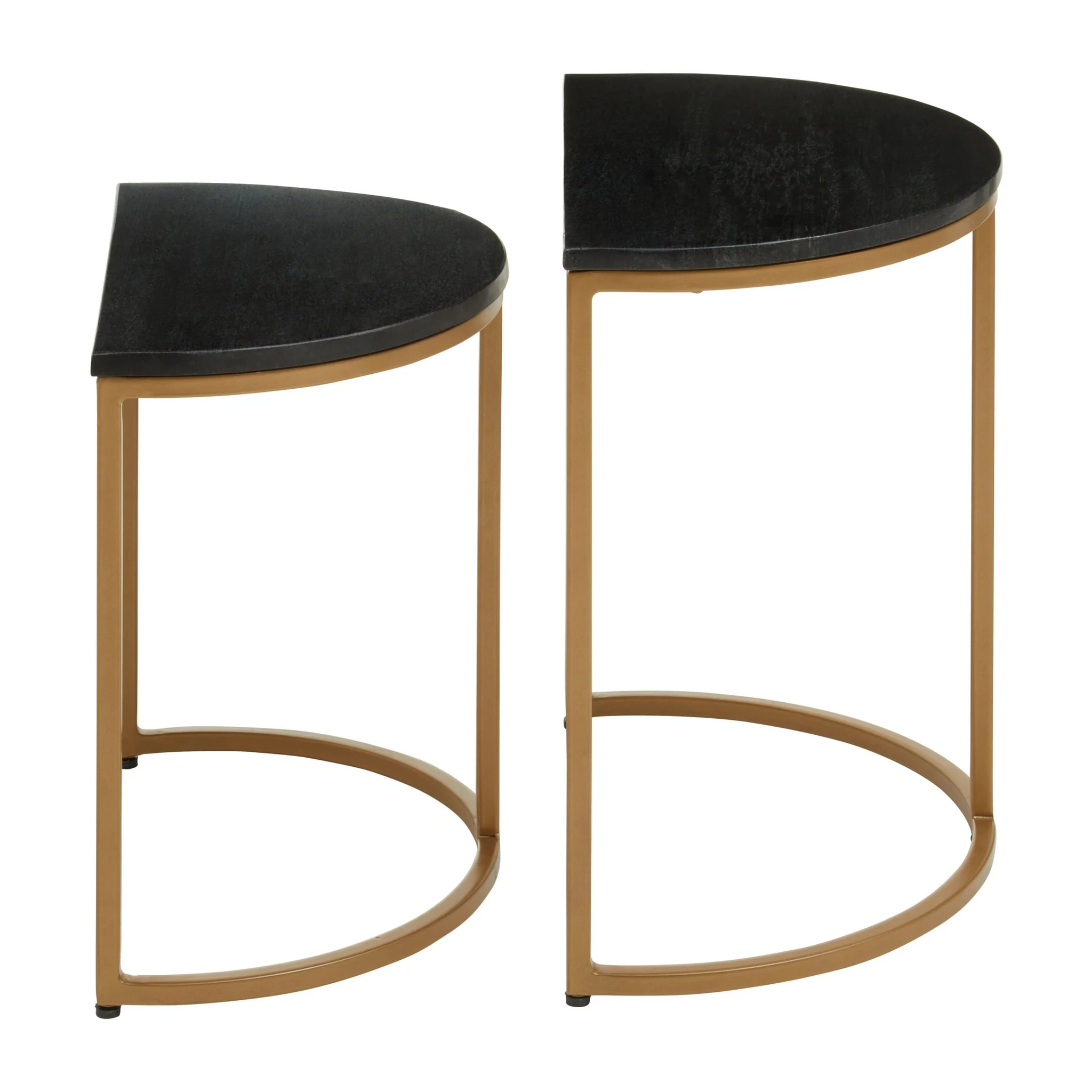 Varana Nest Of Two Half Moon Black Marble Top Tables - Tables, photo 8 of 8