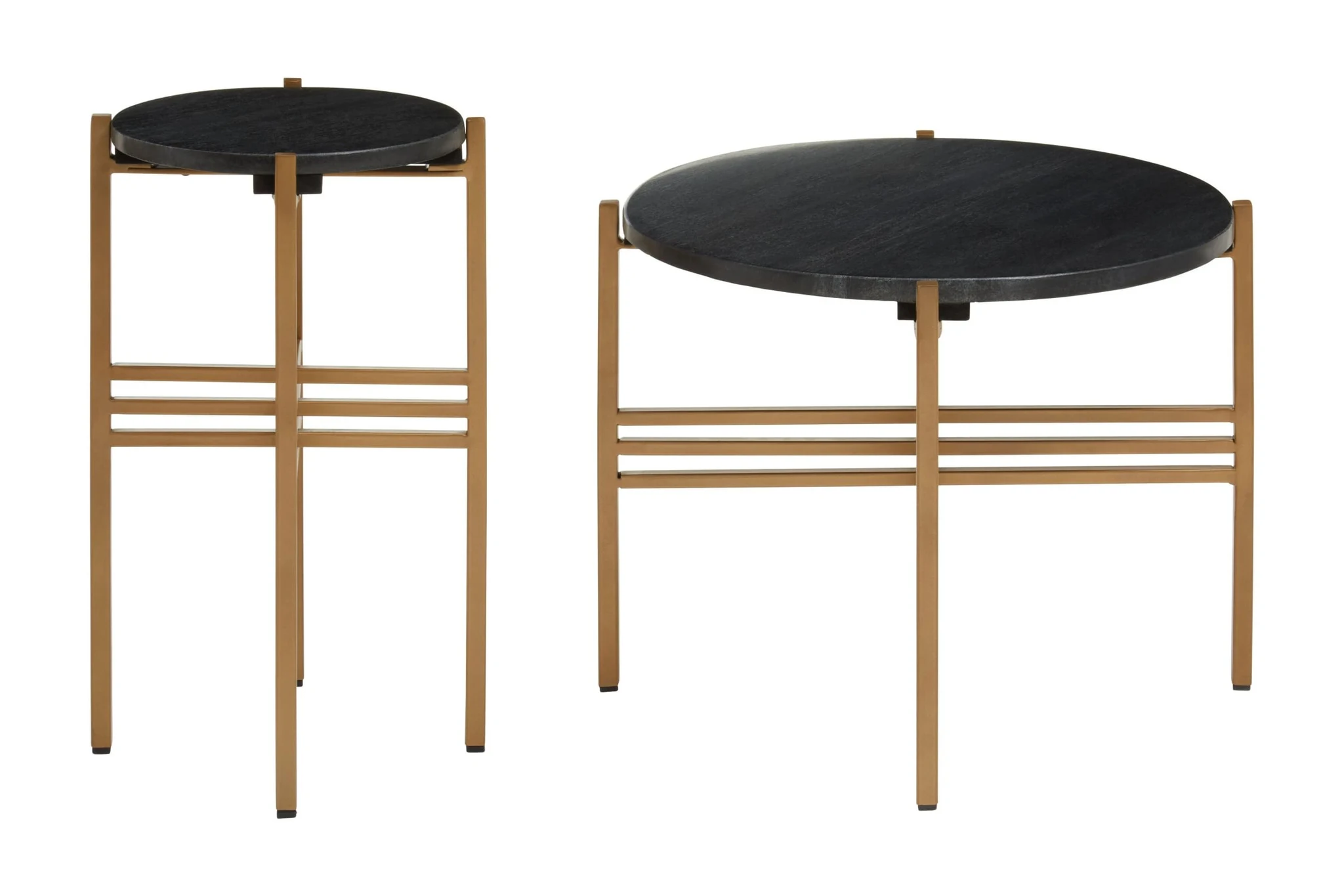 Varana Set of 2 Black Marble Top Round Side Table - Tables, photo 4 of 8