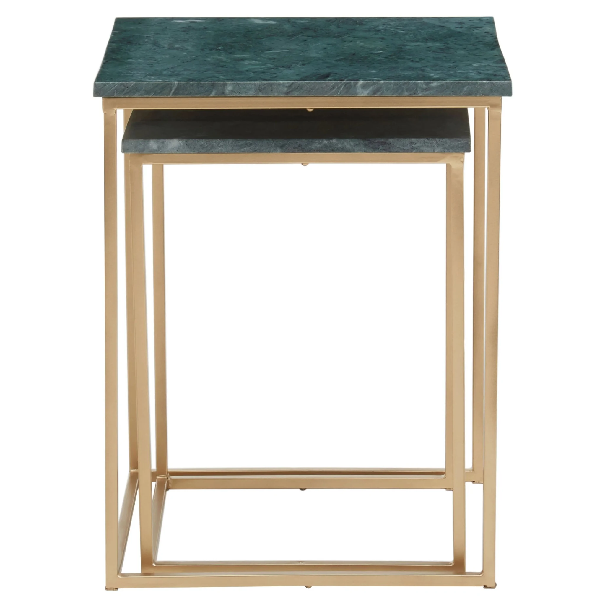 Mandoli Green Marble and Gold Finish Set of 2 Nesting Tables - Tables, photo 6 of 8