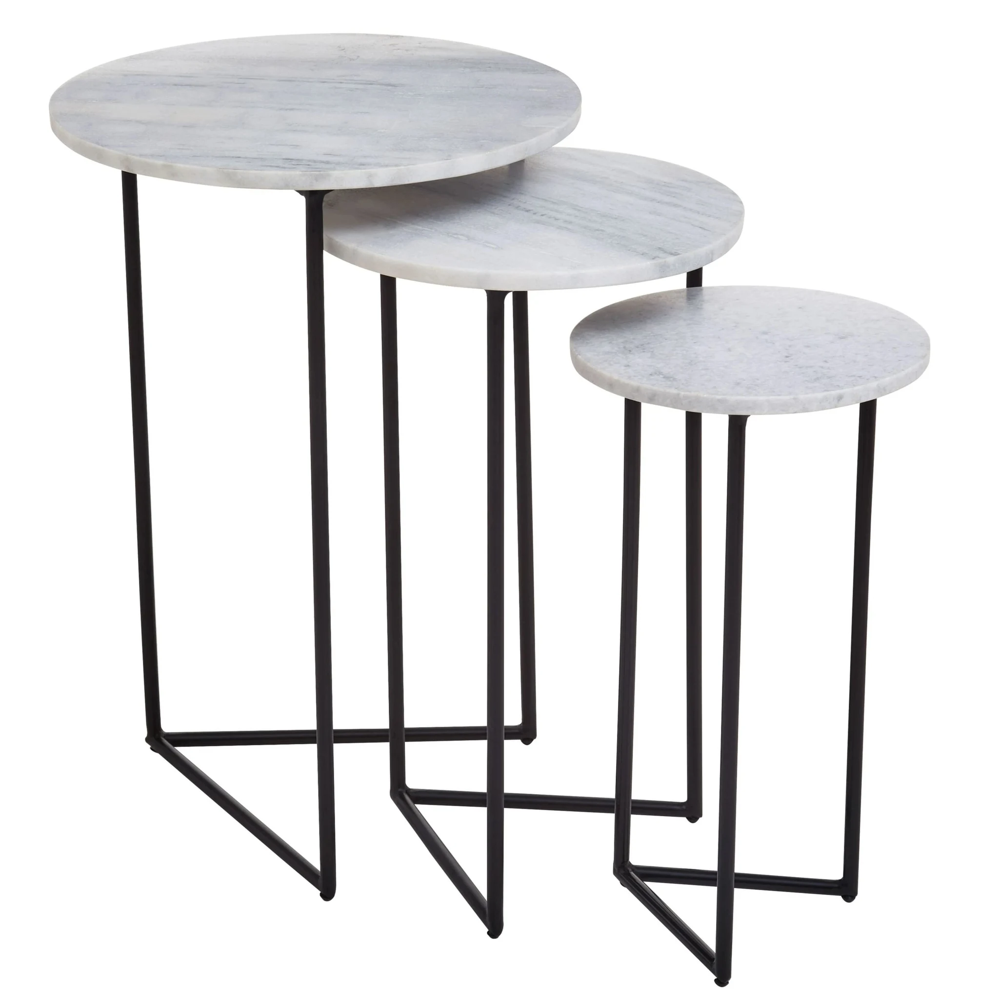 Mandoli Nest Of 3 White Marble Side Tables - Tables, photo 8 of 8
