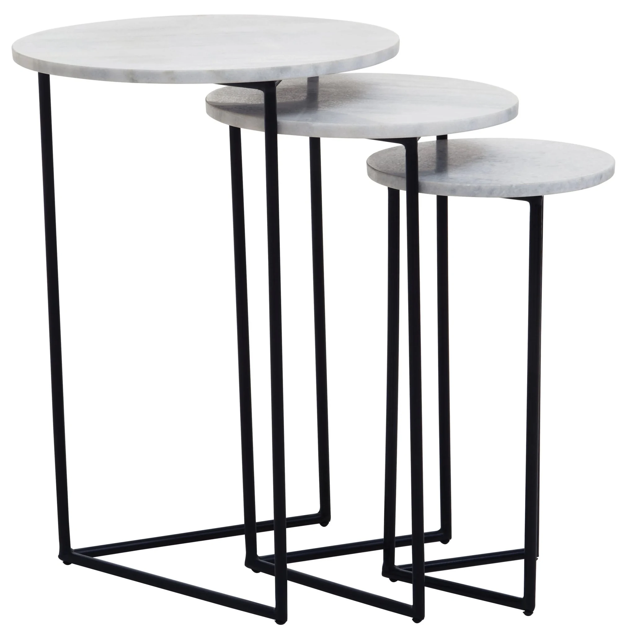 Mandoli Nest Of 3 White Marble Side Tables - Tables, photo 6 of 8
