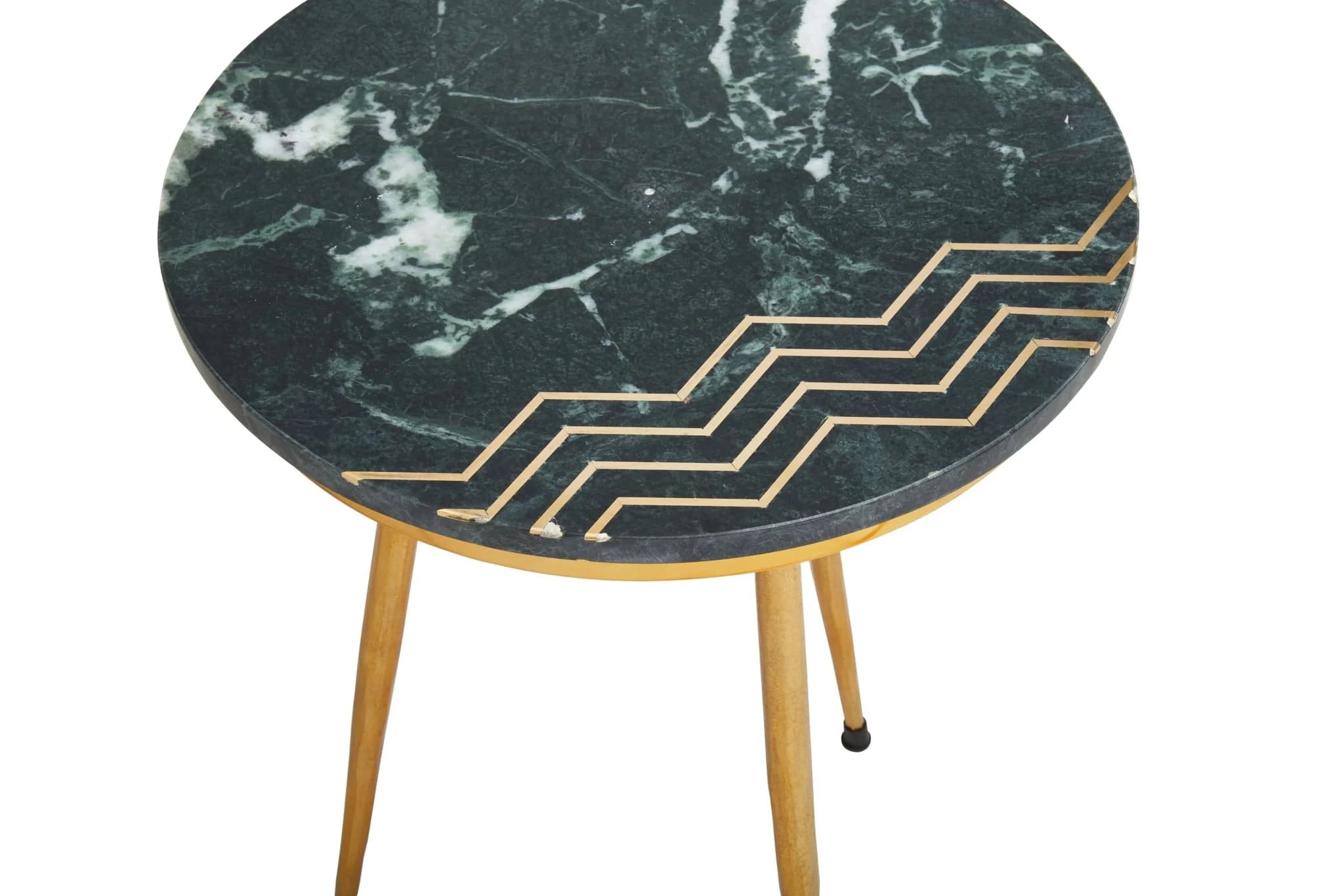 Nirav Green Marble and Gold Finish Set of 2 Side Tables - Tables, photo 8 of 8