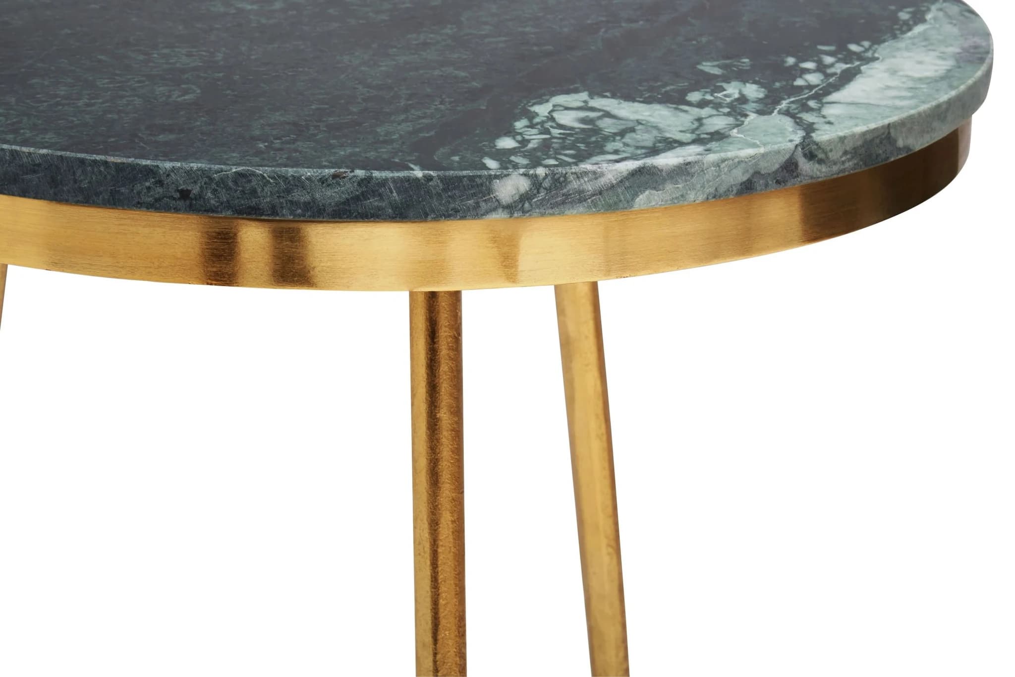 Nirav Green Marble and Gold Finish Set of 2 Side Tables - Tables, photo 6 of 8