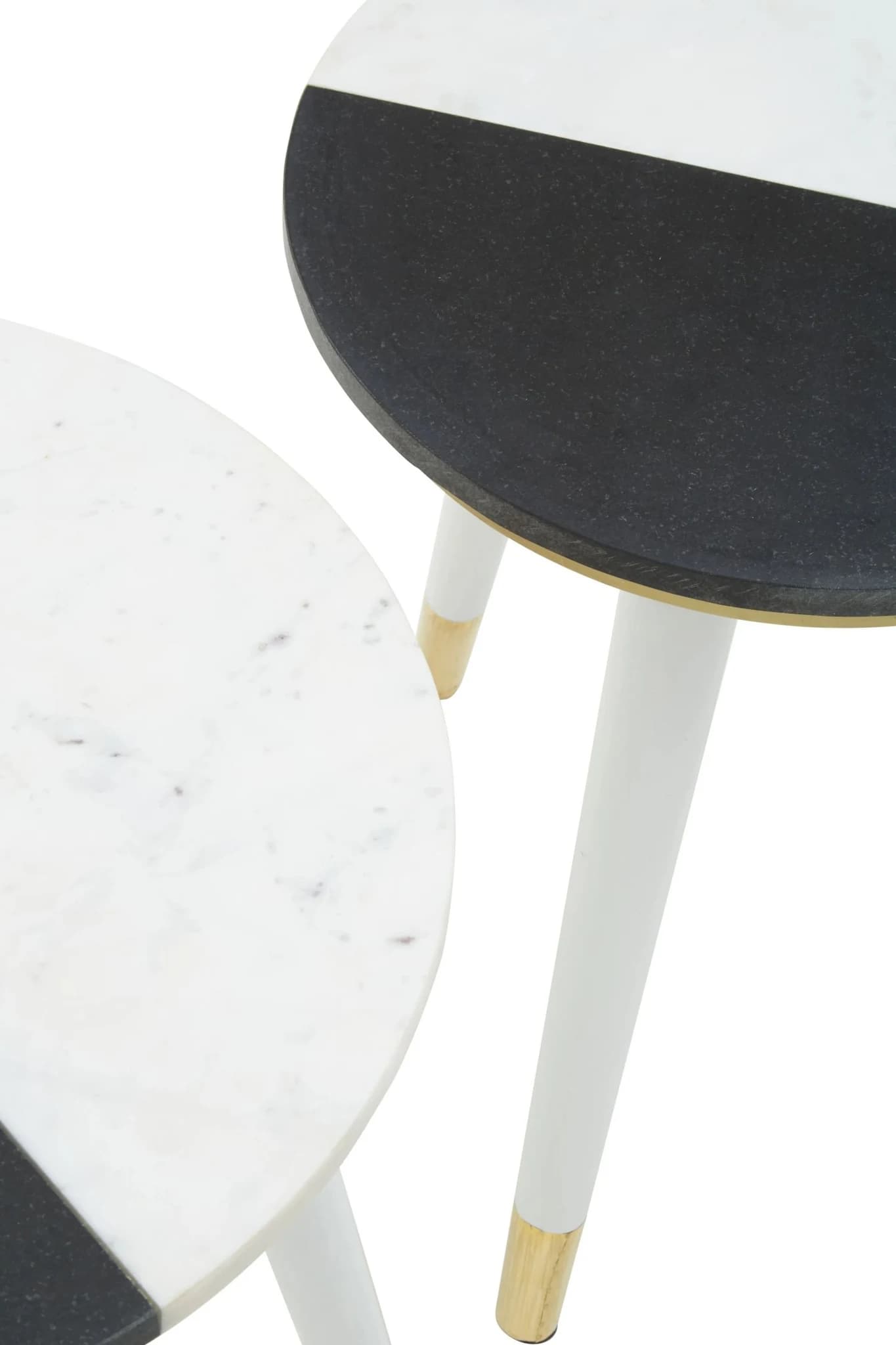 Nirav Black And White Marble Set of 2 Side Tables - Tables, photo 5 of 5