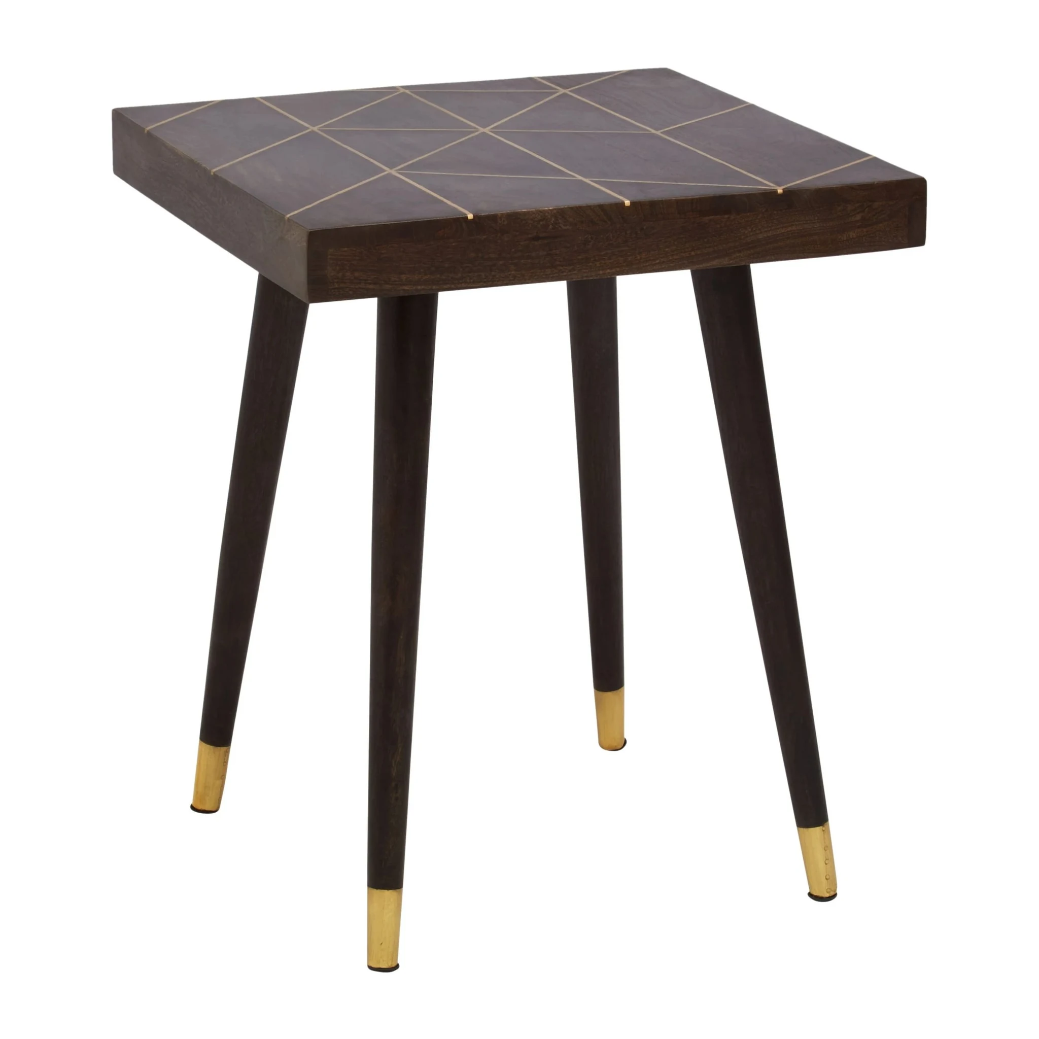 Naro Dark Mango Wood with Gold Inlay Side Table - Tables, photo 3 of 6