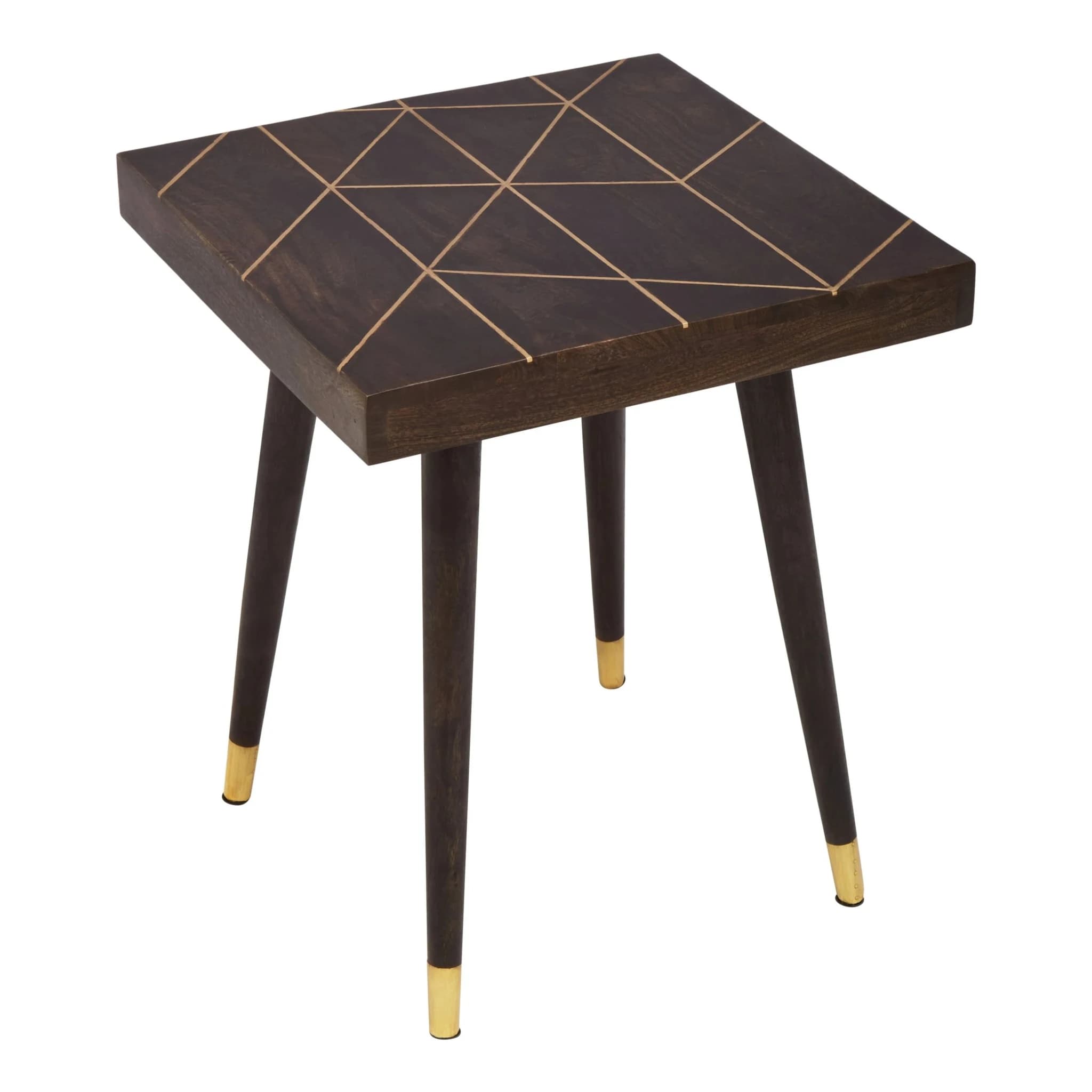 Naro Dark Mango Wood with Gold Inlay Side Table - Tables, photo 2 of 6