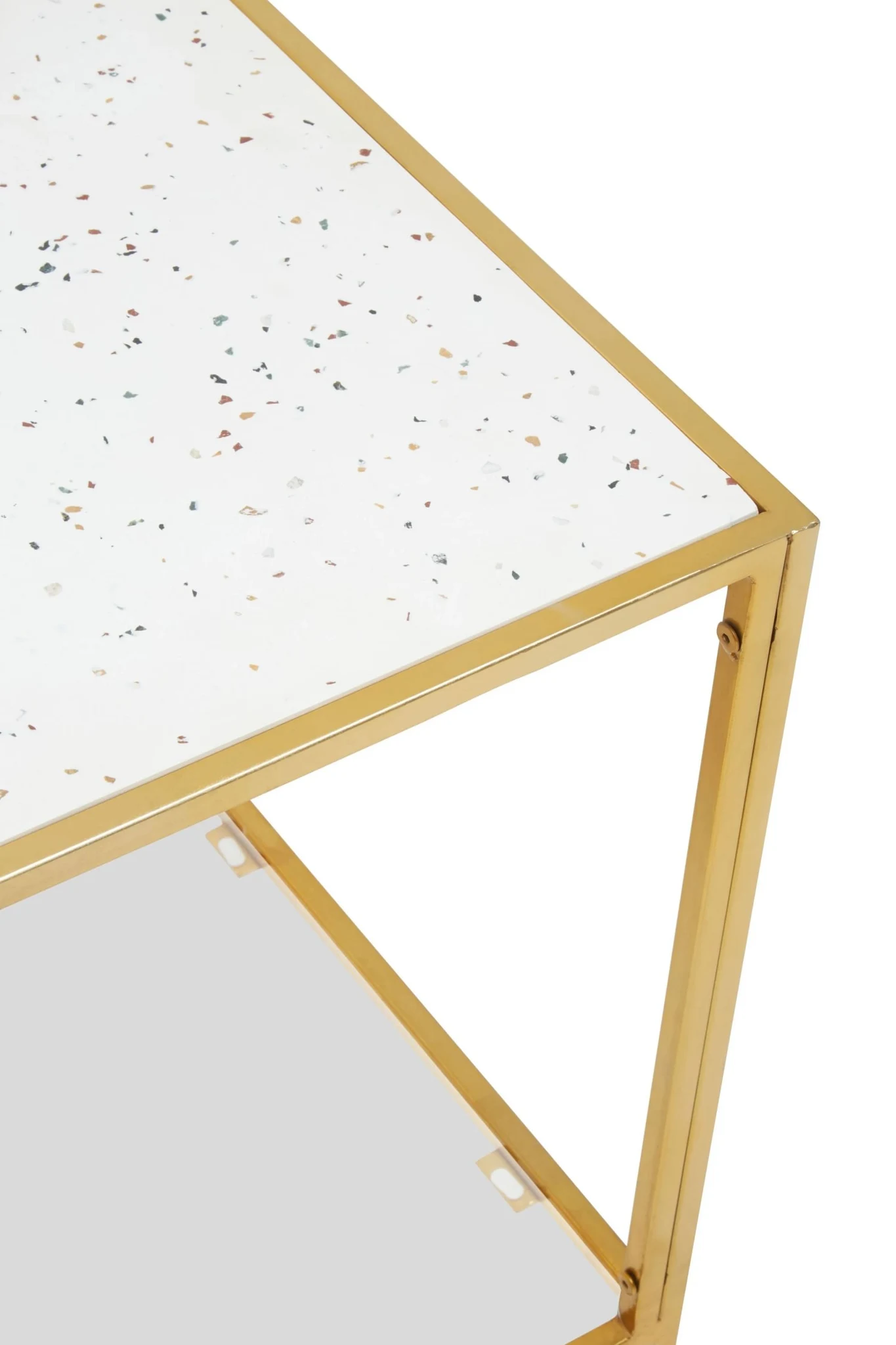 Novi White Terrazzo Effect and Gold Frame Side Table - Tables, photo 8 of 8