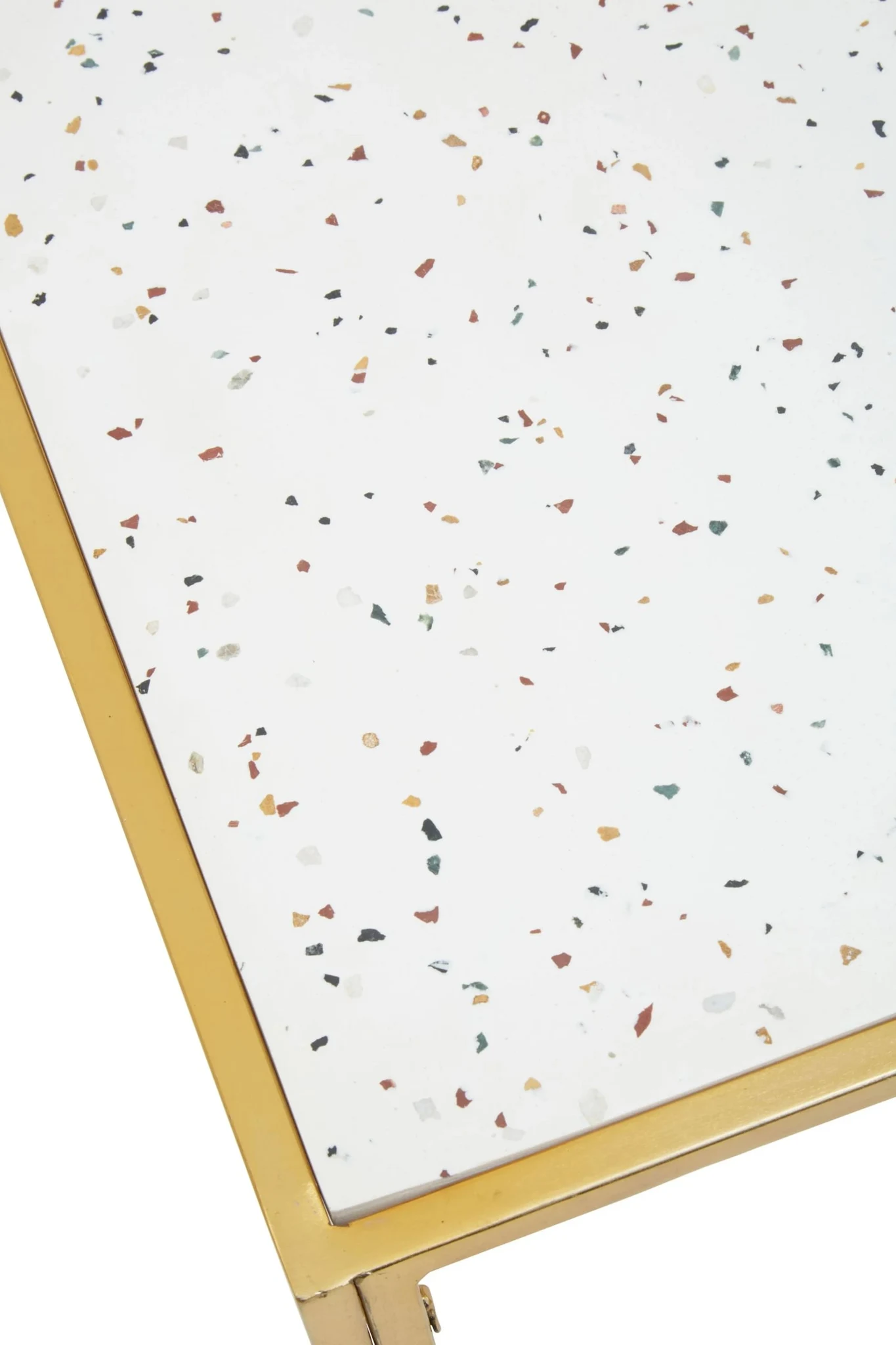 Novi White Terrazzo Effect and Gold Frame Side Table - Tables, photo 7 of 8