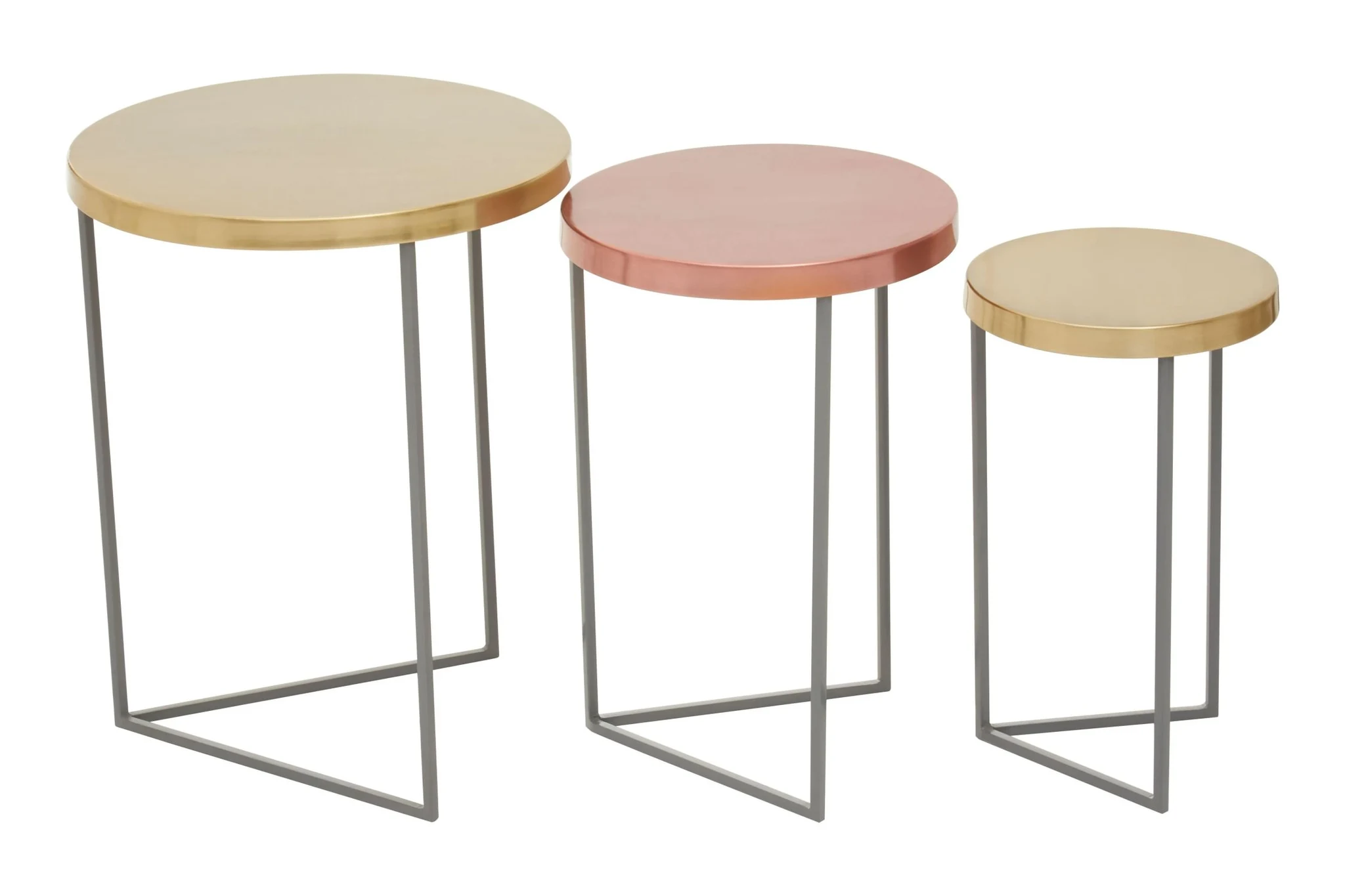 Kobra Gold and Copper Finish Set Of Three Nesting Tables - Tables, photo 5 of 8