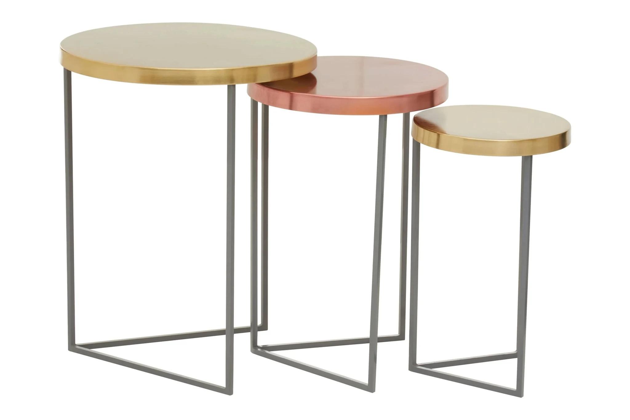 Kobra Gold and Copper Finish Set Of Three Nesting Tables - Tables, photo 4 of 8