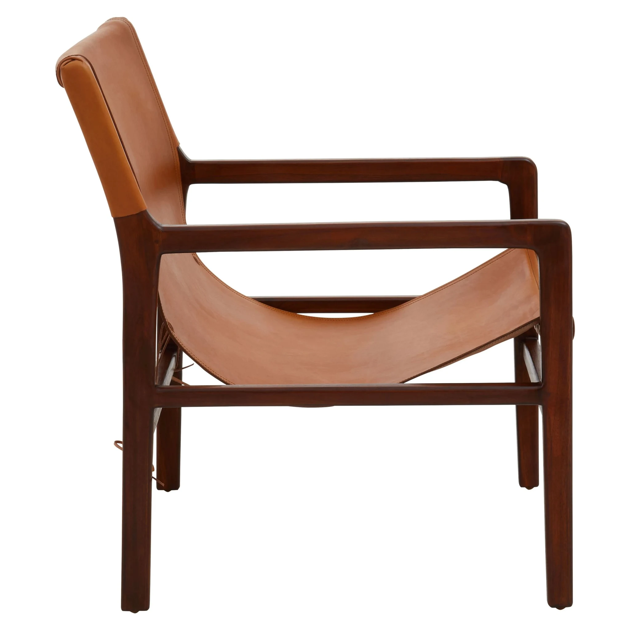 Inca Antique Brown Leather Sling Chair - Seating, photo 7 of 8