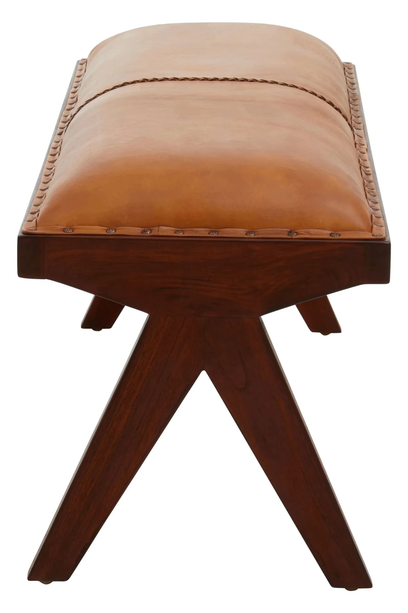 Inca Tan Leather Bench - Seating, photo 5 of 8